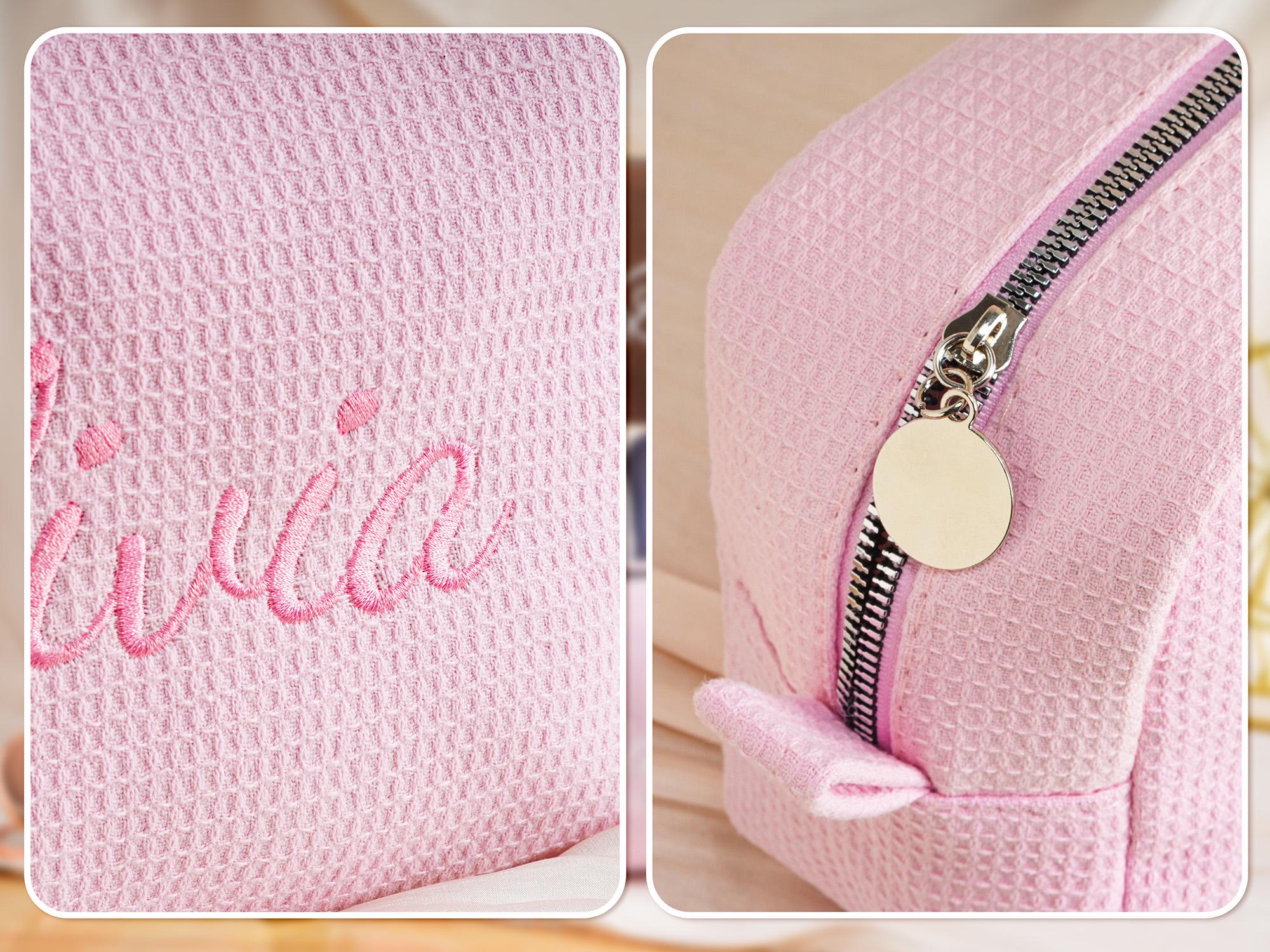 Personalized Name Embroidered Waffle Cosmetic Bag - Gift For Mom, Girlfriend, Women, Bridesmaid Gift LM32 899547 - Image 6