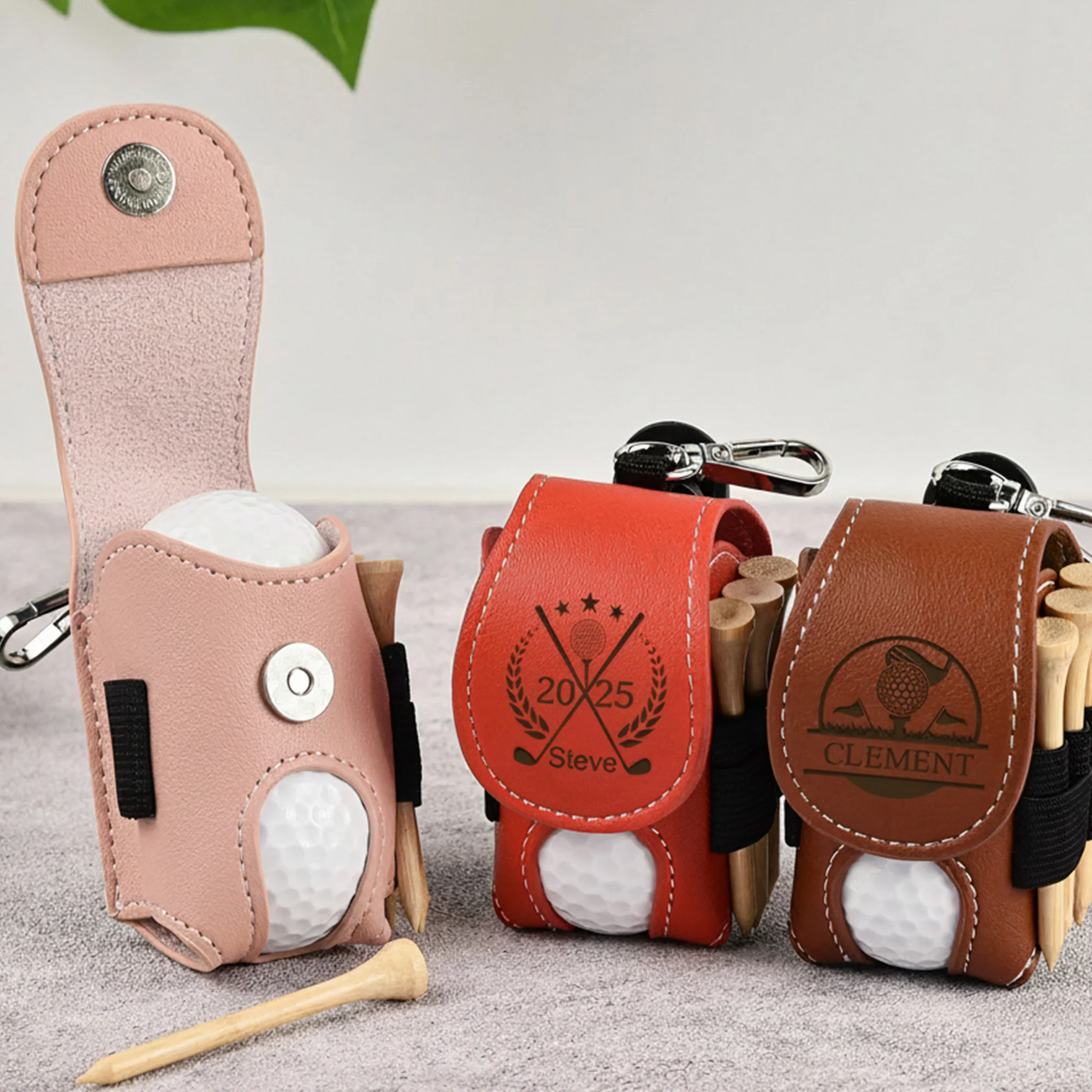 Personalized Name Leather Golf Ball Bag - Gift for Men, Dad, Boyfriend, Golf-Loving CH07 896882 - Image 3