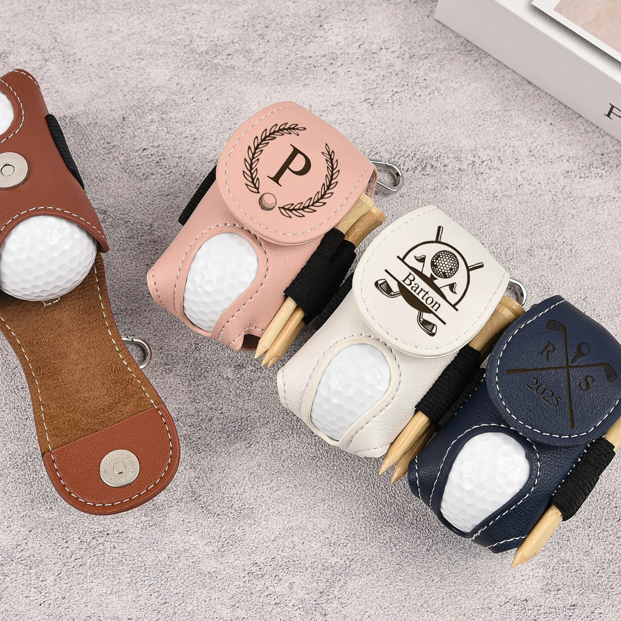 Personalized Name Leather Golf Ball Bag - Gift for Men, Dad, Boyfriend, Golf-Loving CH07 896882 - Image 4