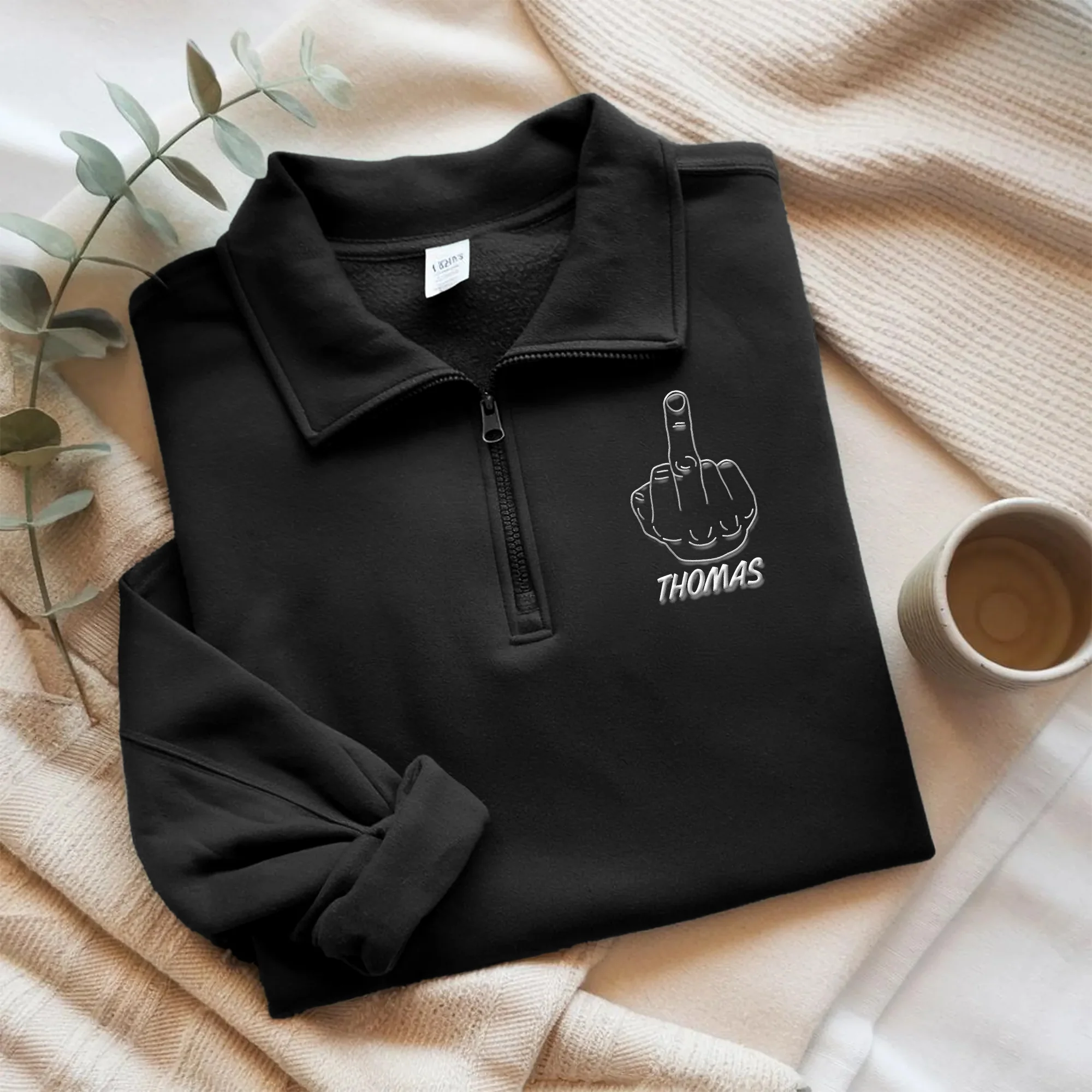 Personalized Name Middle Finger Embroidered Golf Quarter Zip Sweater, Unique Golf Enthusiast Gift, Golfers and Coaches Gift LM32 897583 - Image 6