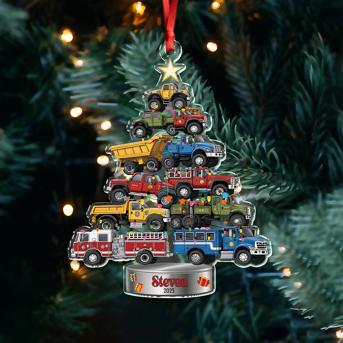 Personalized Name Trucks Vehicle Holiday Christmas Acrylic Ornament LM32 897395 - Image 3