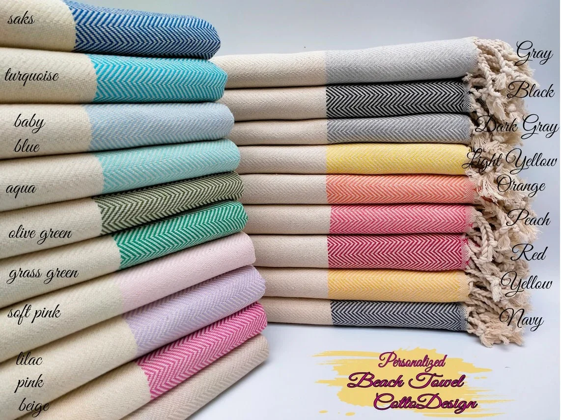 Personalized Name Turkish Beach Towel, Pool Towel- Holiday Gift, Party Gifts, Mother's Day, Bachelorette Favor Towel Gift LM32 899897 - Image 2