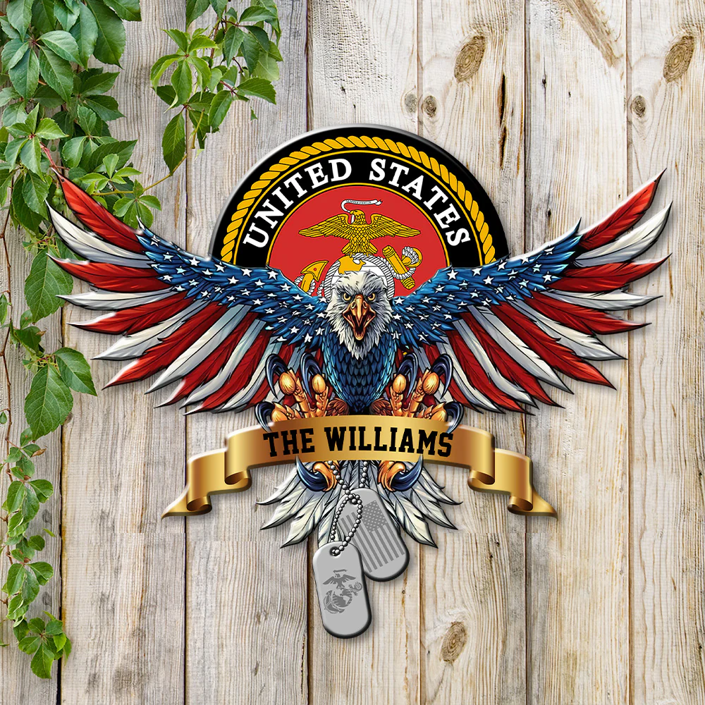 Personalized Name USA Bald Eagle with Flag Sign Independence Day Monogram Metal Sign LM32 897895 - Image 6