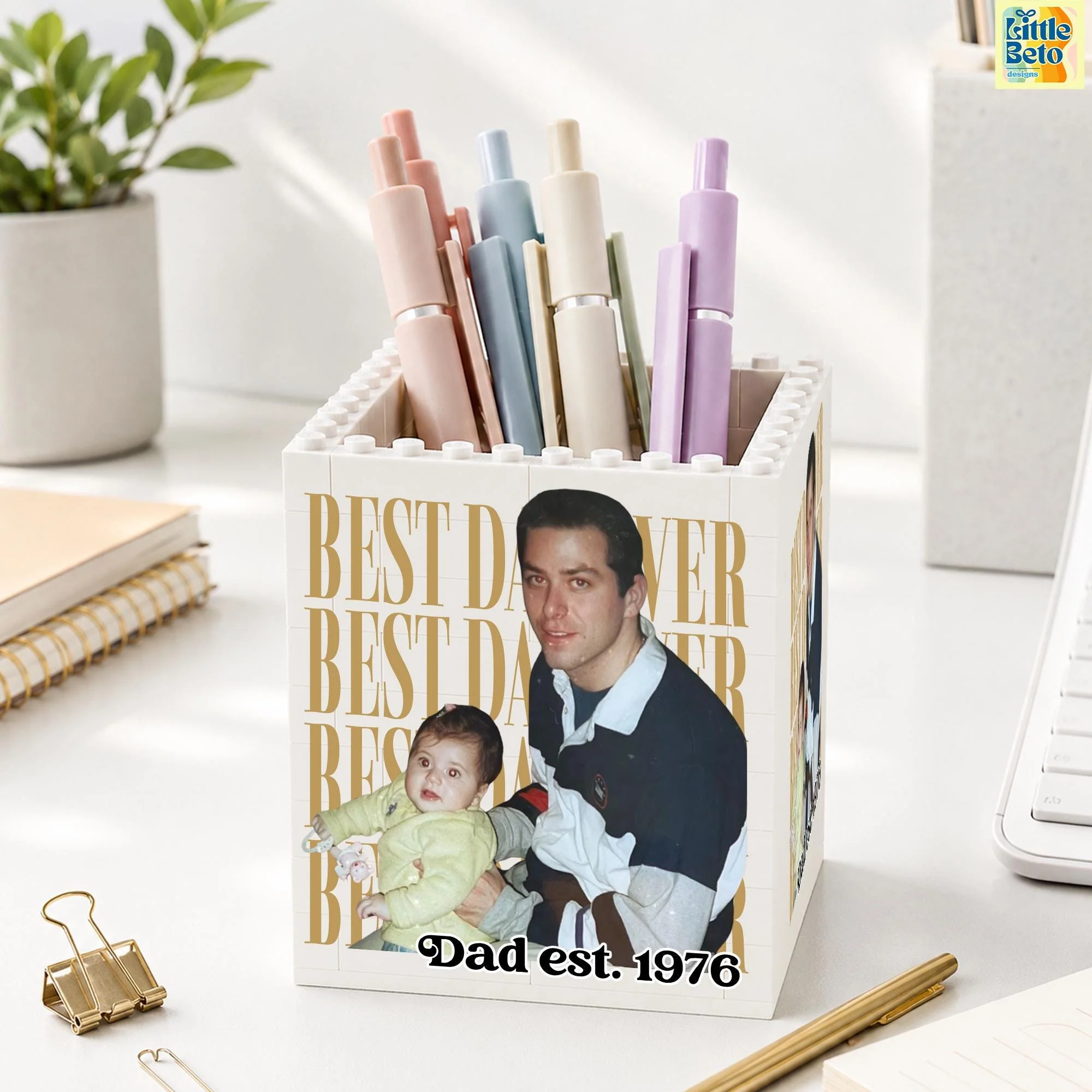Personalized Photo Best Dad Ever Building Block Pen Holder - Gift For Family, Father's Day LM32 669071 - Image 4