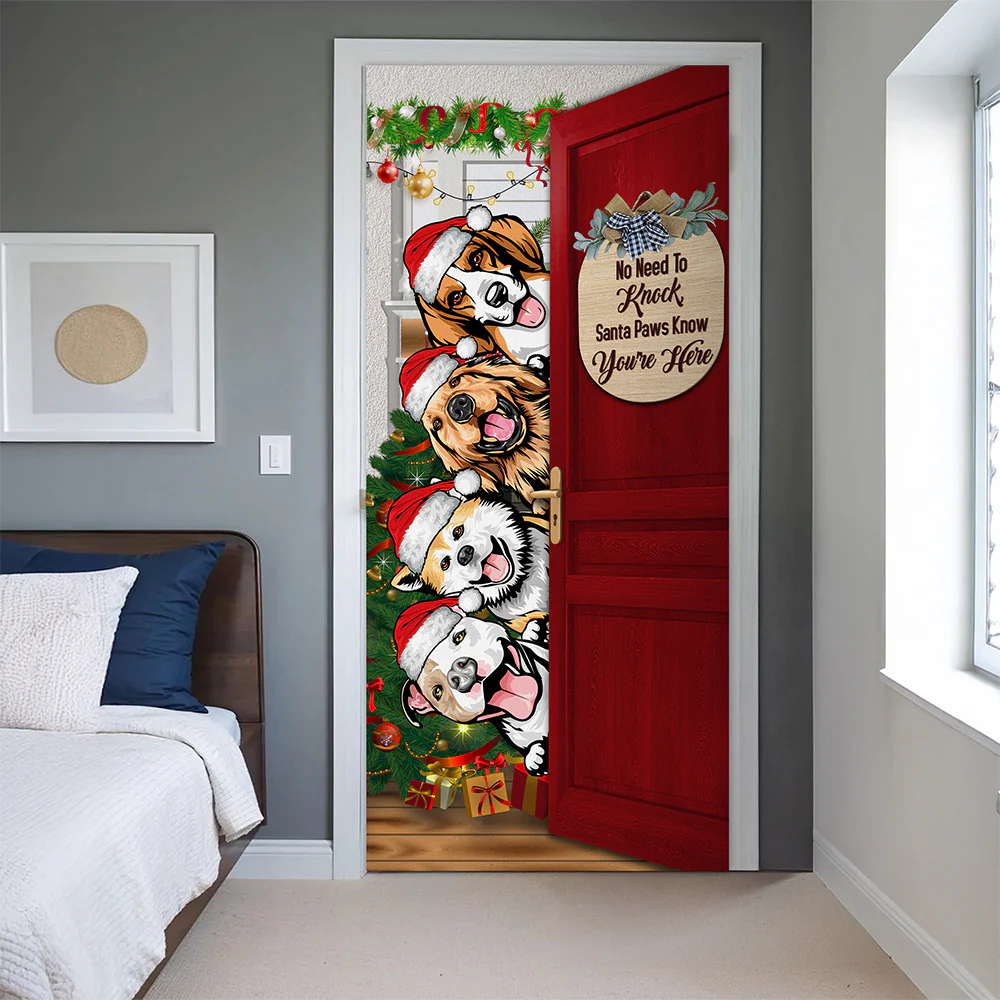 Personalized Santa Dog No Need To Knock Christmas Decoration Door Cover LM32 895659 - Image 8