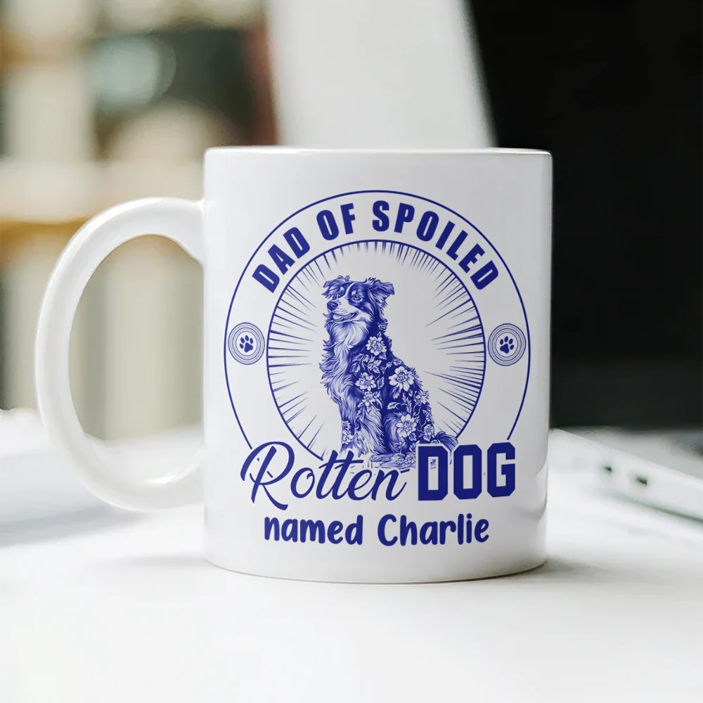 Personalized Spoiled Rotten Dog Toile De Jouy White Mug LM32 895079 - Image 3
