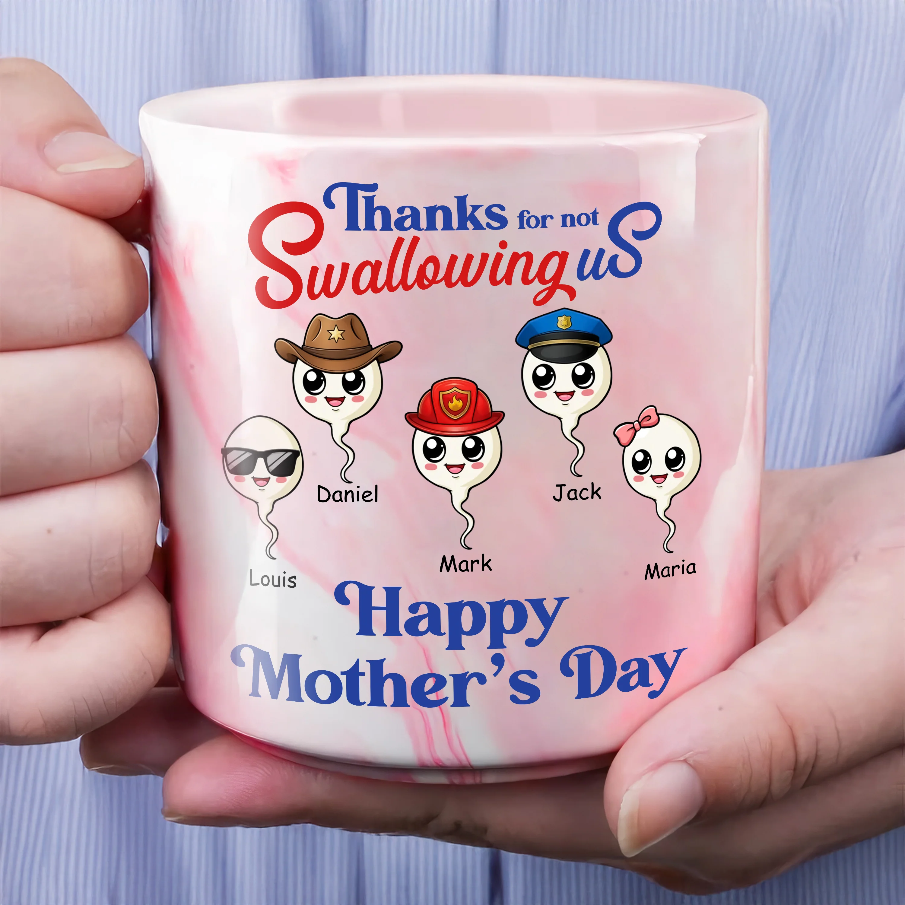 Personalized Thank For Not Swallowing Us Mom Marble Mug LM32 893287 - Image 3
