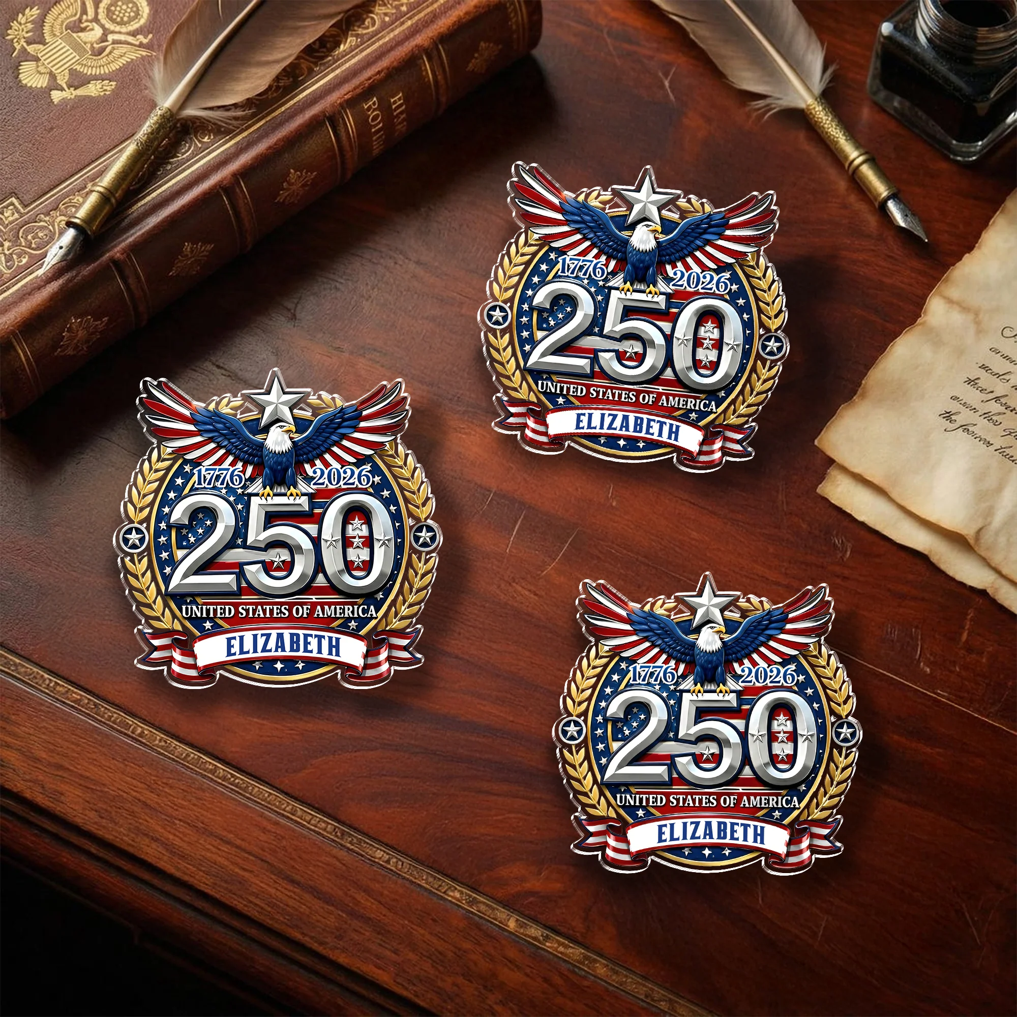 Personzalized Name USA 250th Anniversary Patriotic Eagles Acrylic Pin LM32 899531 - Image 6