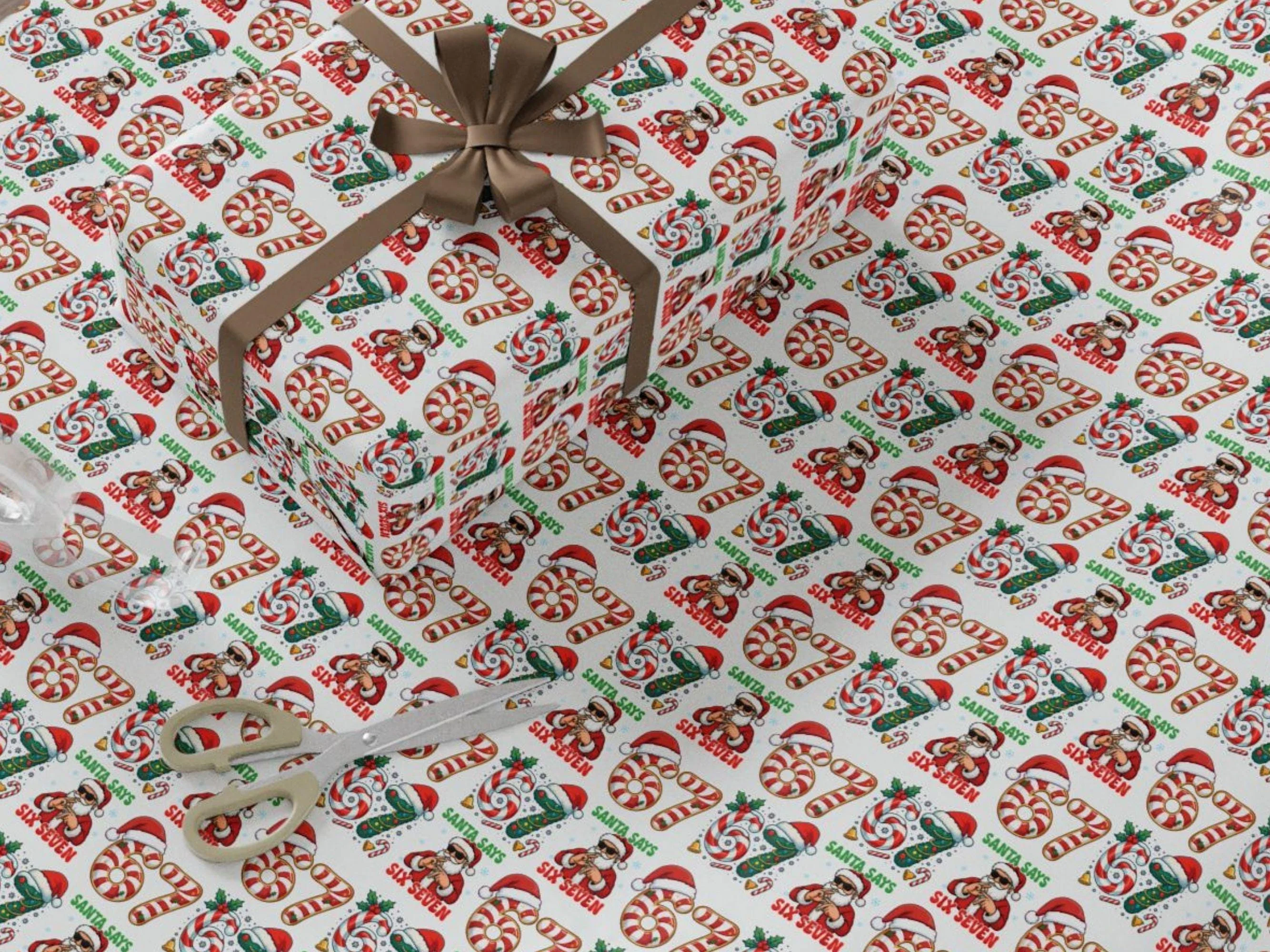 Santa Says Six Seven - 67 Meme Christmas Gift Wrapping Paper LM32 897207 - Image 2