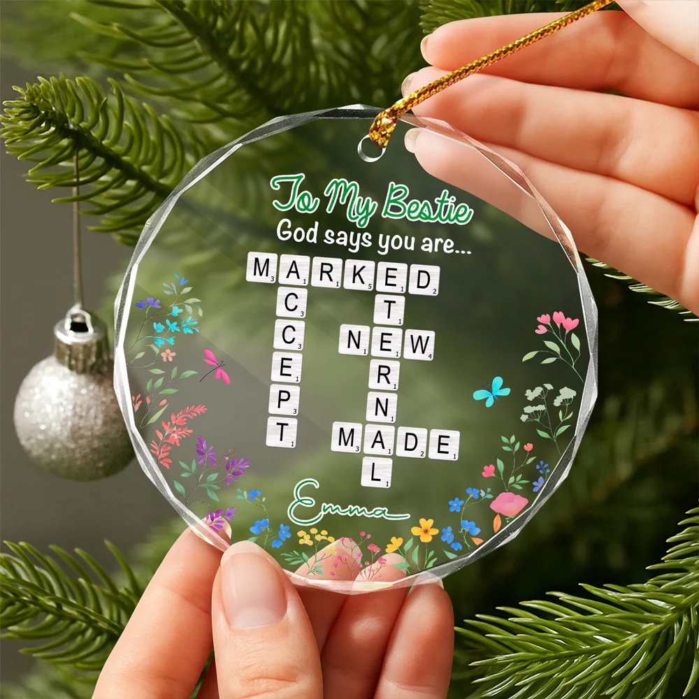 To My Daughter God Says You Are Crosswords Glass Circle Ornament LM32 895381 - Image 4