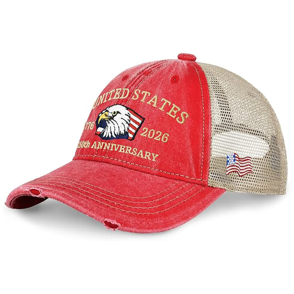 United States 1776 - 2026 Independence Patriotic Embroidery Trucker Hat LM32 669323 - Image 3