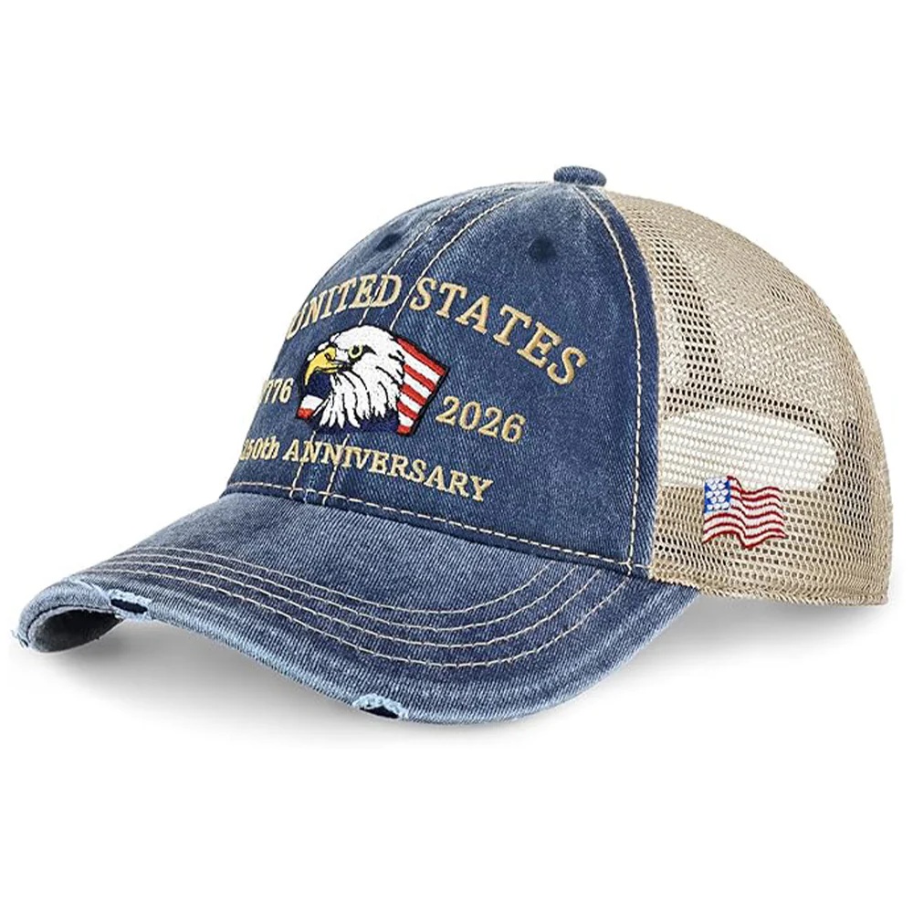 United States 1776 - 2026 Independence Patriotic Embroidery Trucker Hat LM32 669323 - Image 5