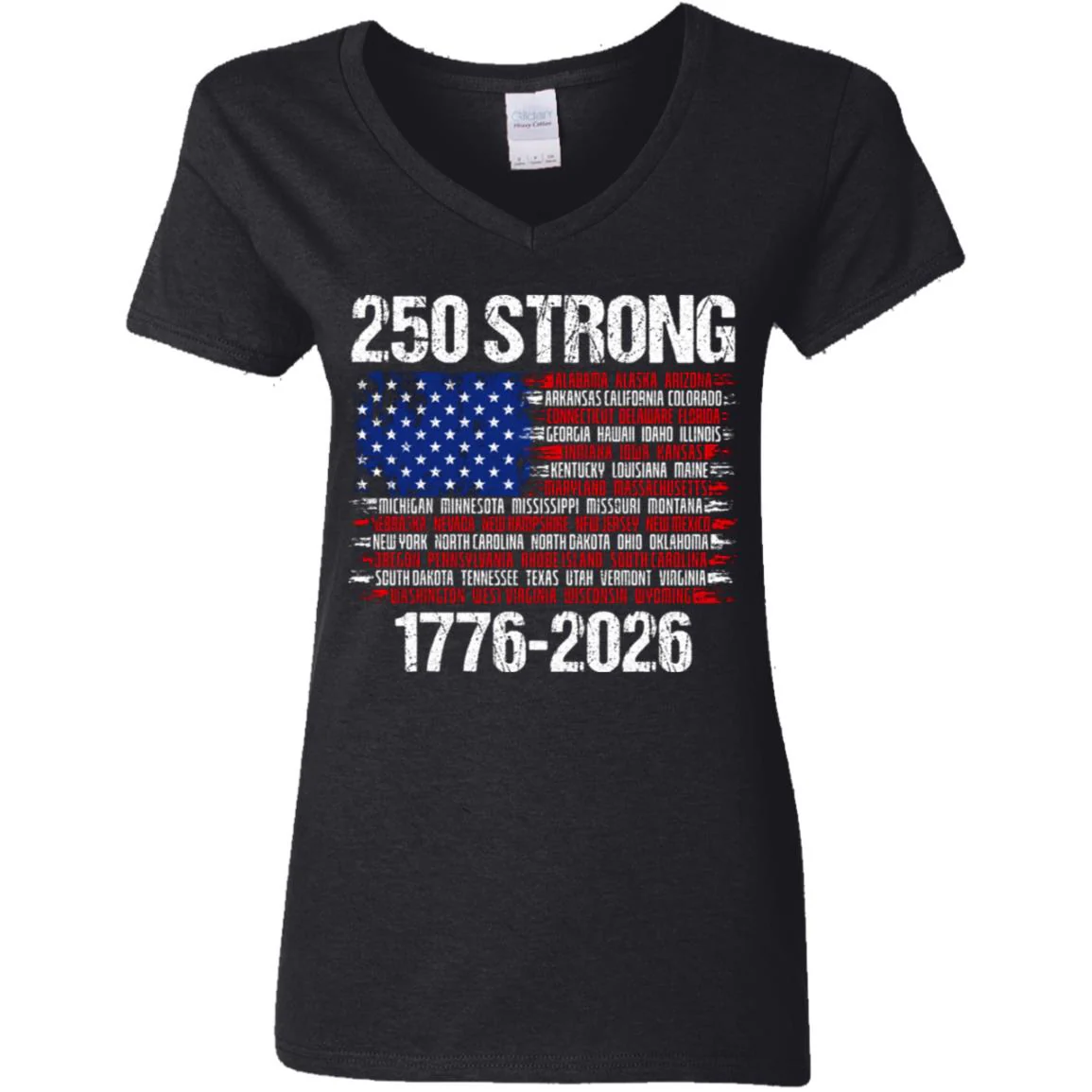 USA 250 Strong Flag American States Patriotic Dark Shirt LM32 895333 - Image 17