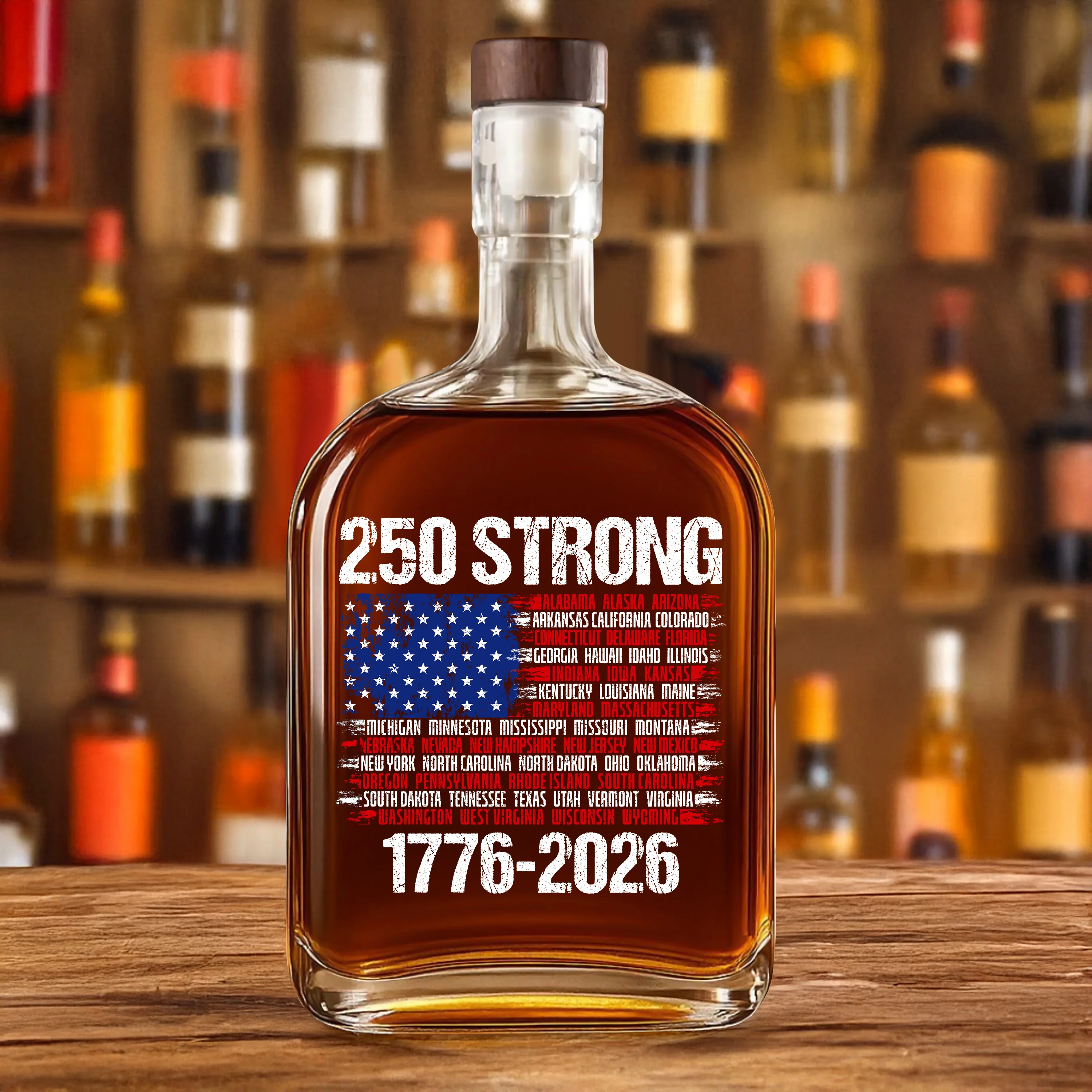 USA 250 Strong Flag American States Patriotic Whiskey Bottle LM32 895245 - Image 3
