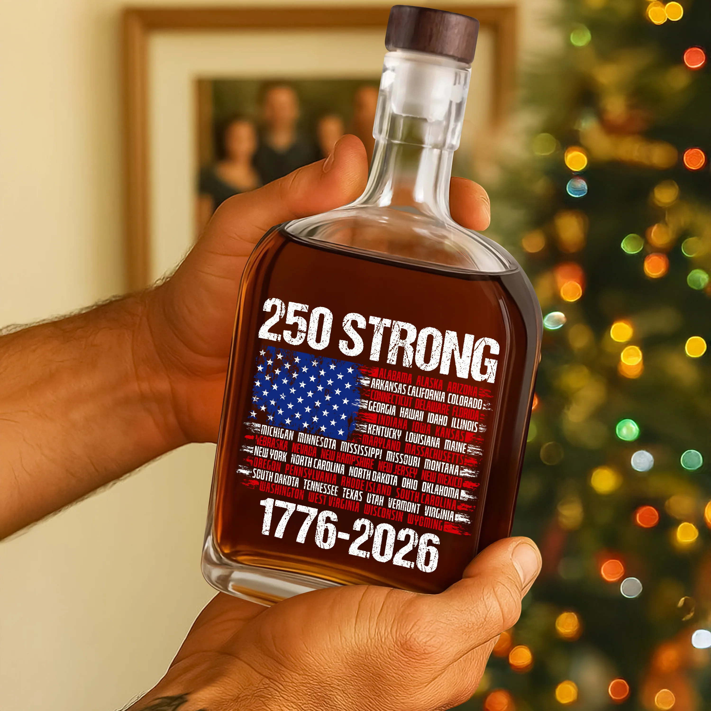 USA 250 Strong Flag American States Patriotic Whiskey Bottle LM32 895245 - Image 4