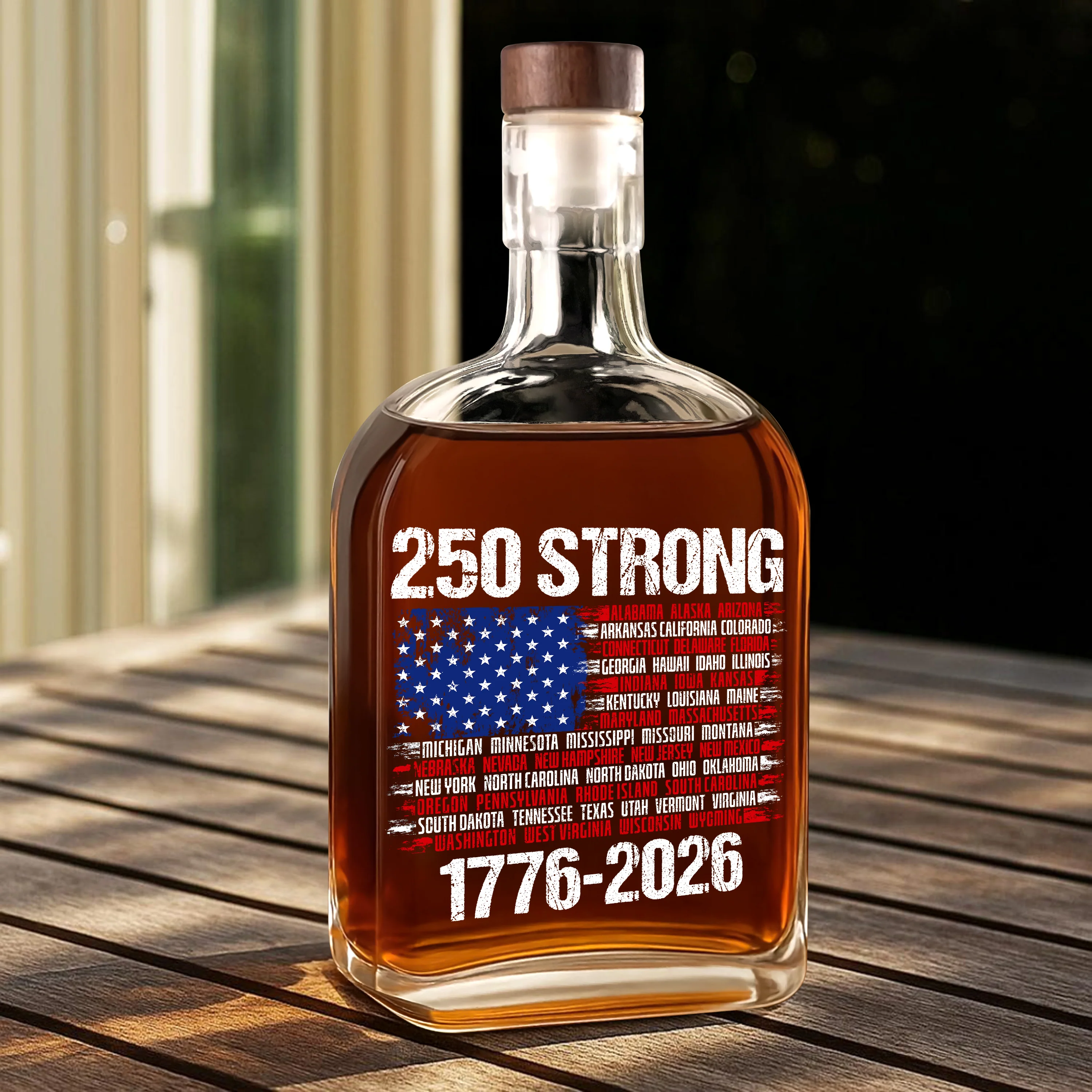 USA 250 Strong Flag American States Patriotic Whiskey Bottle LM32 895245 - Image 5
