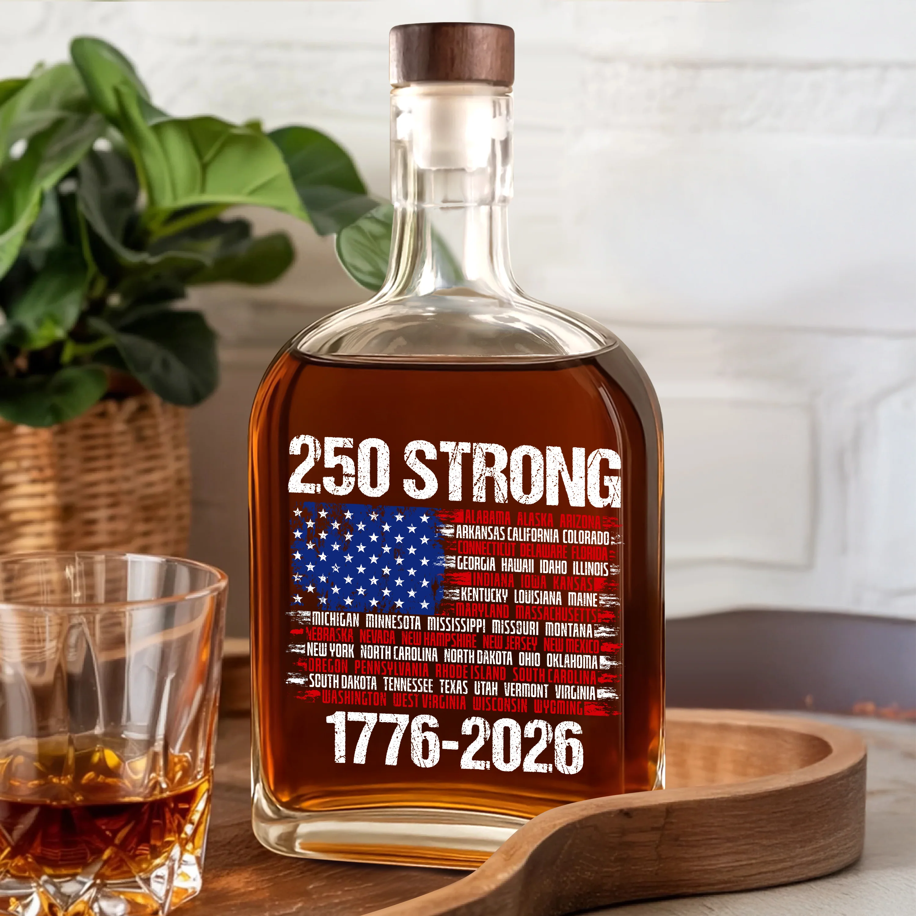USA 250 Strong Flag American States Patriotic Whiskey Bottle LM32 895245 - Image 6