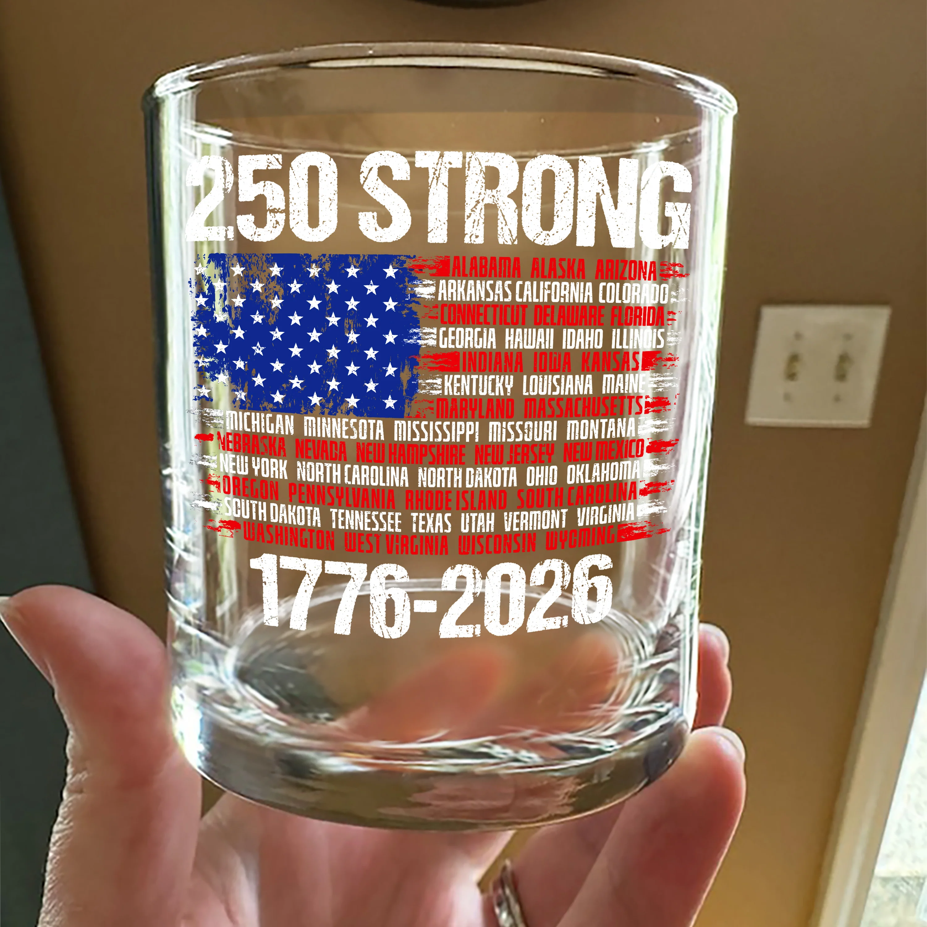 USA 250 Strong Flag American States Patriotic Whiskey Glass LM32 895337 - Image 5