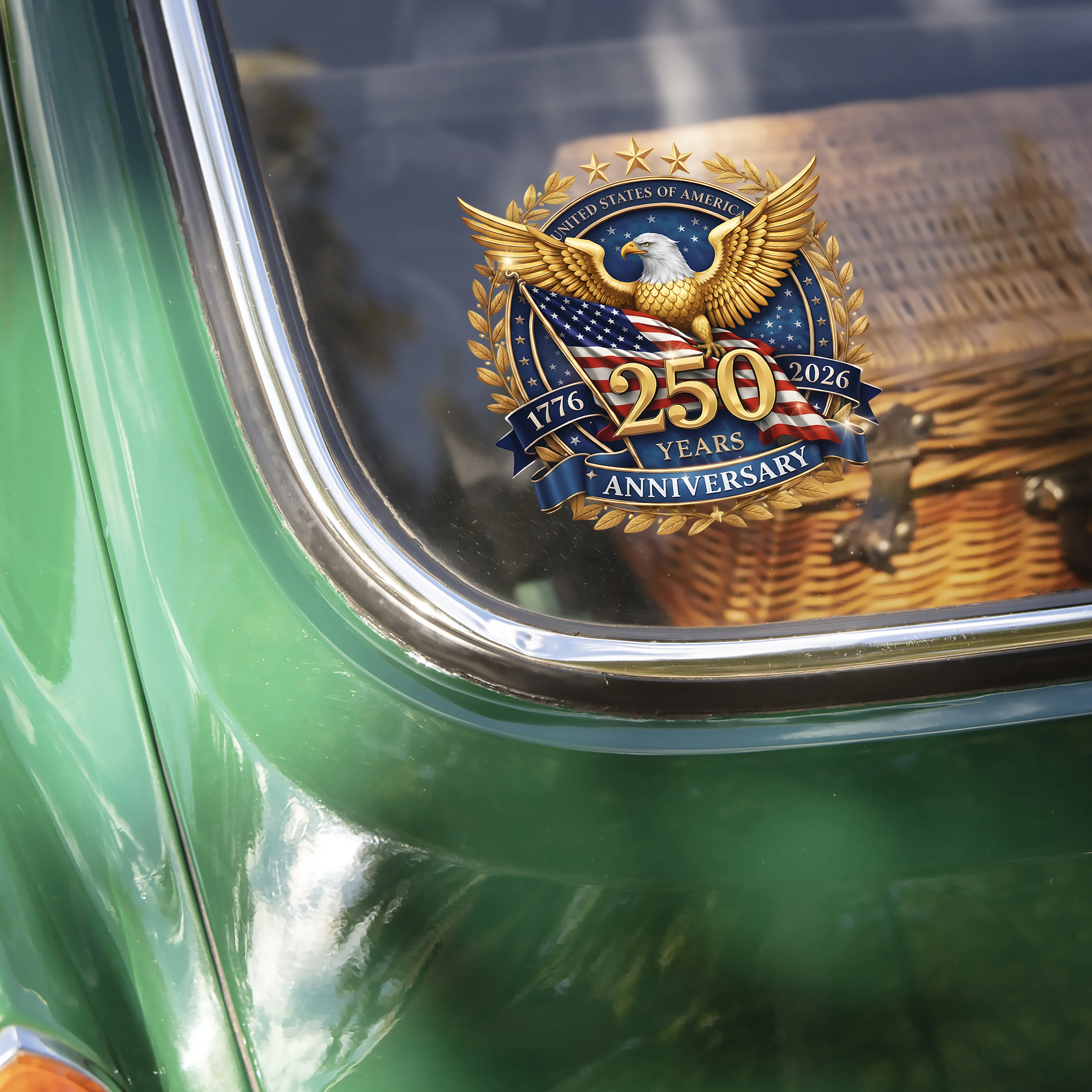 USA 250th Anniversary Emblem Patriotic Eagles Flag Car Window Decal Sticker LM32 899069 - Image 2