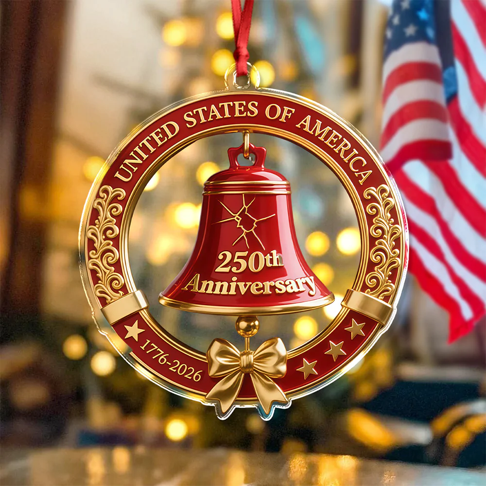 USA 250th Anniversary Red Bell Acrylic Ornament LM32 895863 - Image 3