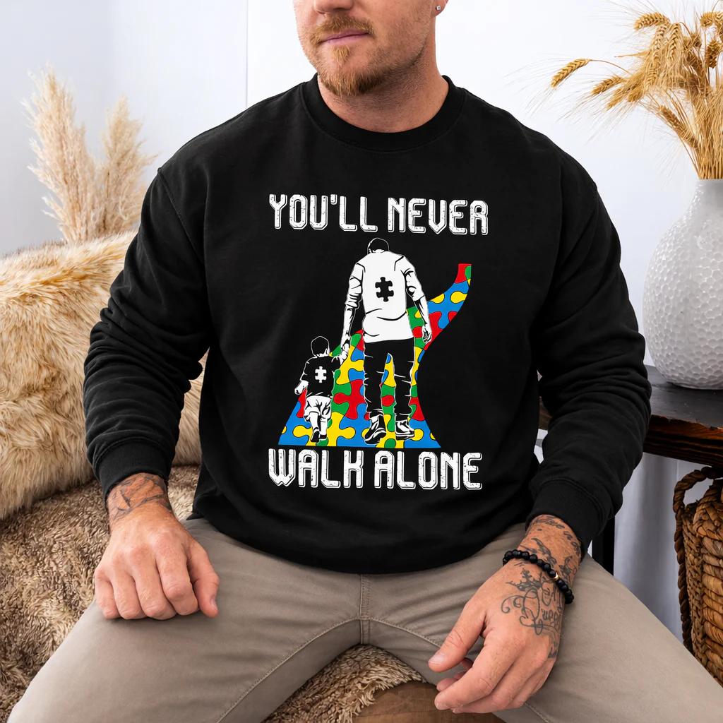 You'll Never Walk Alone Autism Awareness Puzzle Dark Shirt - Autism Mom, Autism Dad LM32 899387 - Image 6