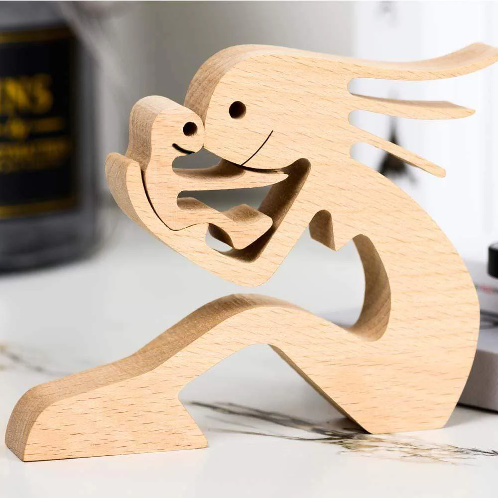 Mom And Children Wood Sculpture T286 HN590