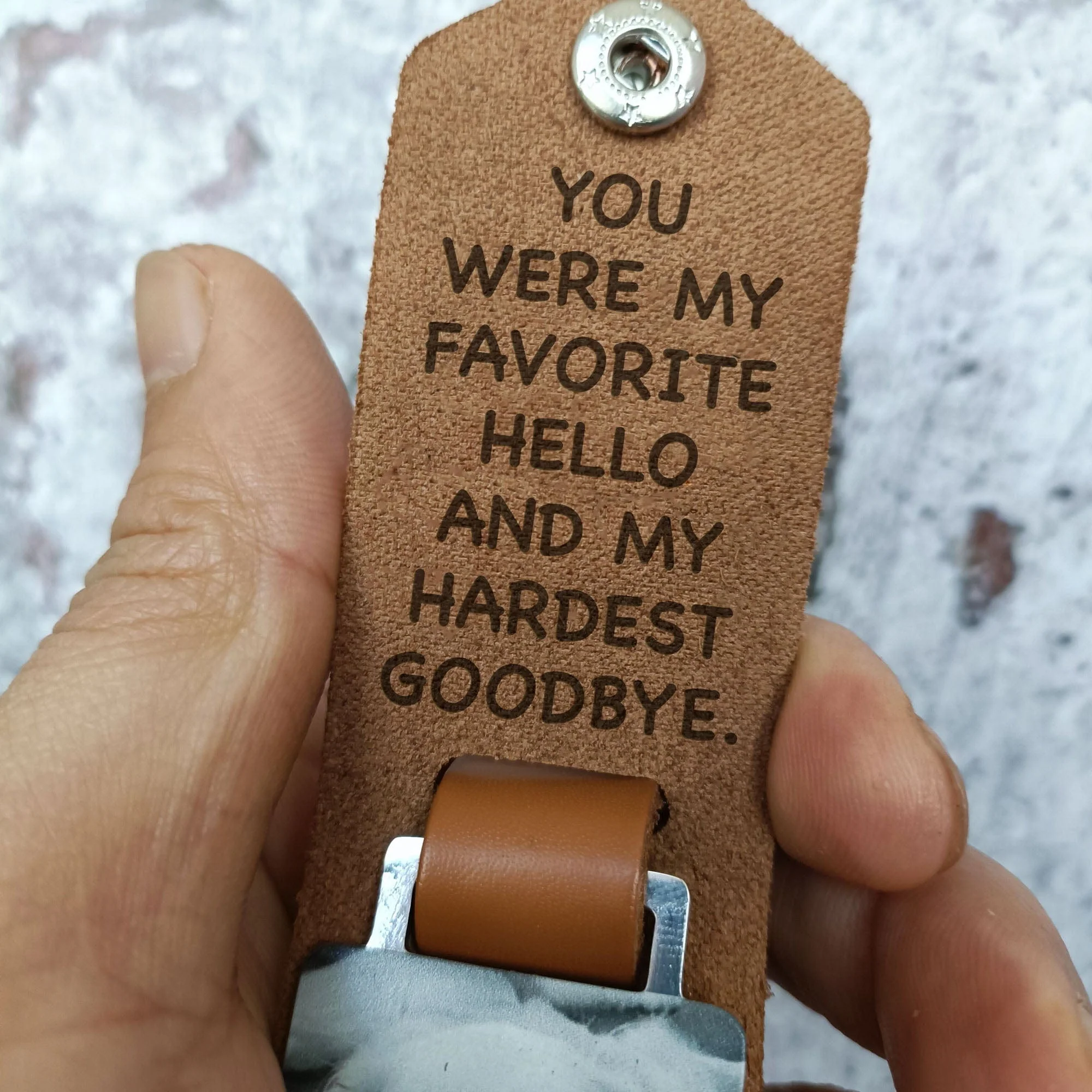 My Favorite Hello And Hardest Goodbye Dog Pet Memorial Vintage Leather Photo Keychain C249 - Image 3