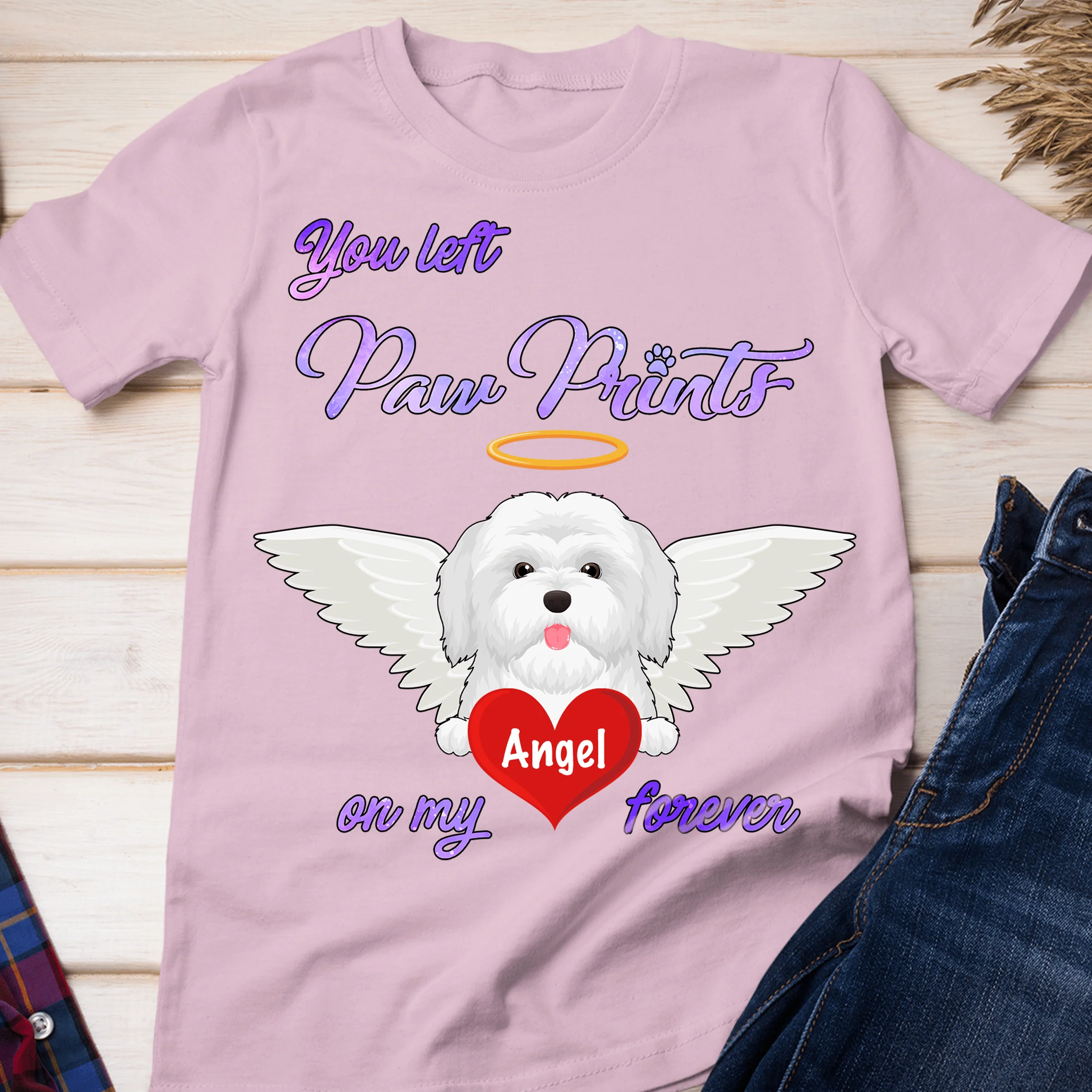 Paw Prints On My Hearts Dog Shirt - Image 3