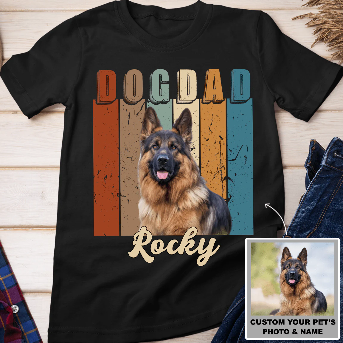 Vintage Dog Dad Photo Dog Shirt - Image 2