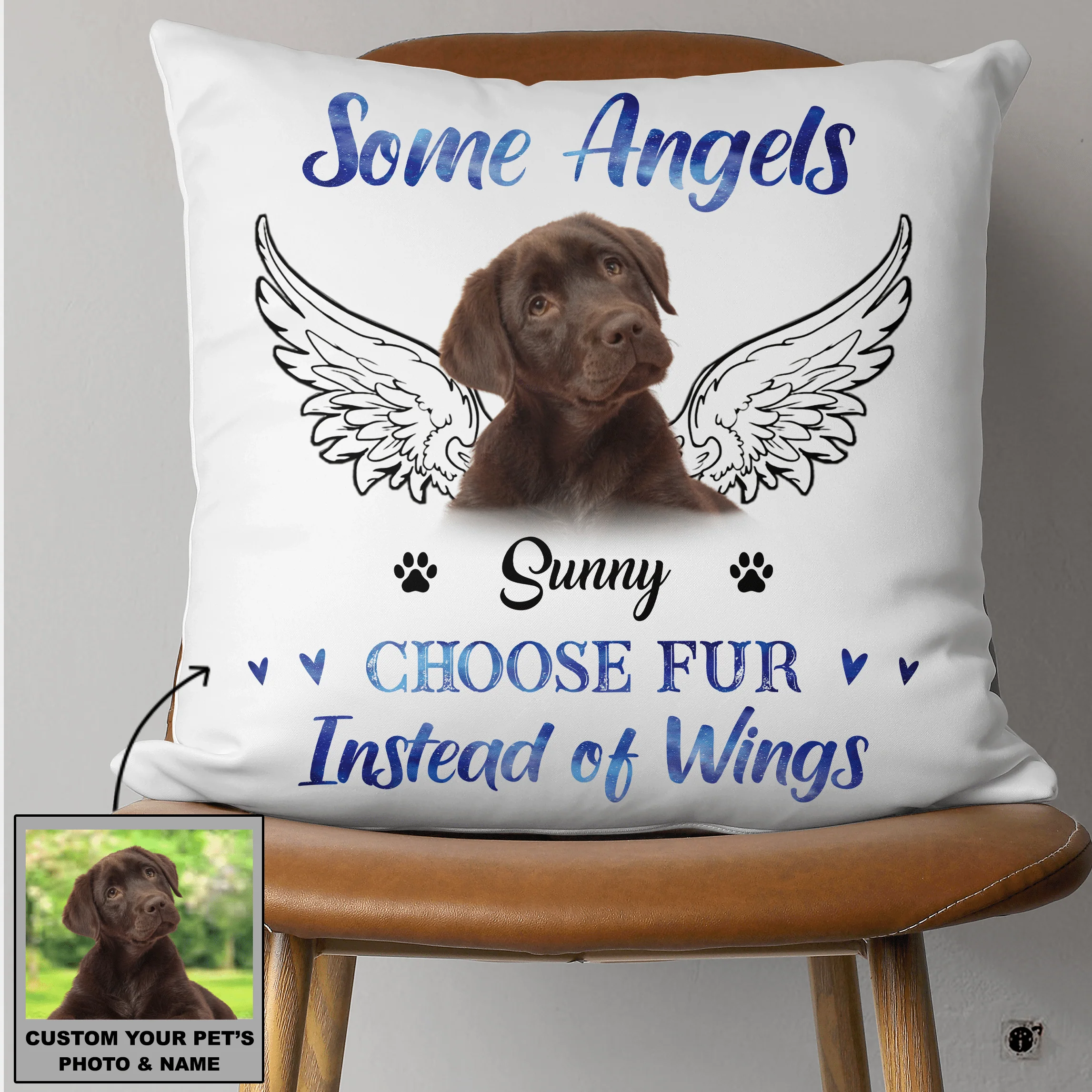 Some Angels Choose Fur Dog Throw Pillow