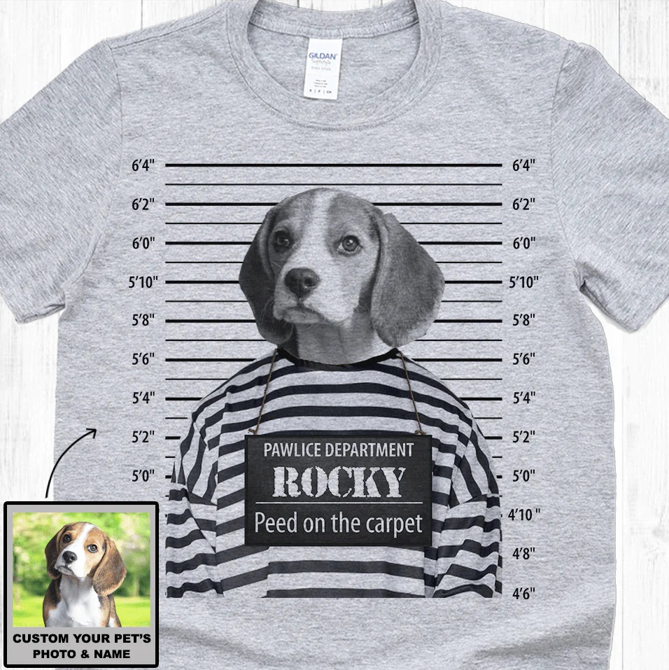 Pawlice Department Pet Mugshot Dog Shirt - Image 3