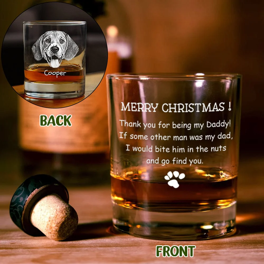 Custom Photo Thank You For Being My Daddy Christmas Gift For Dog Lover Rock Glass TH10 TA29 890807 - Image 4