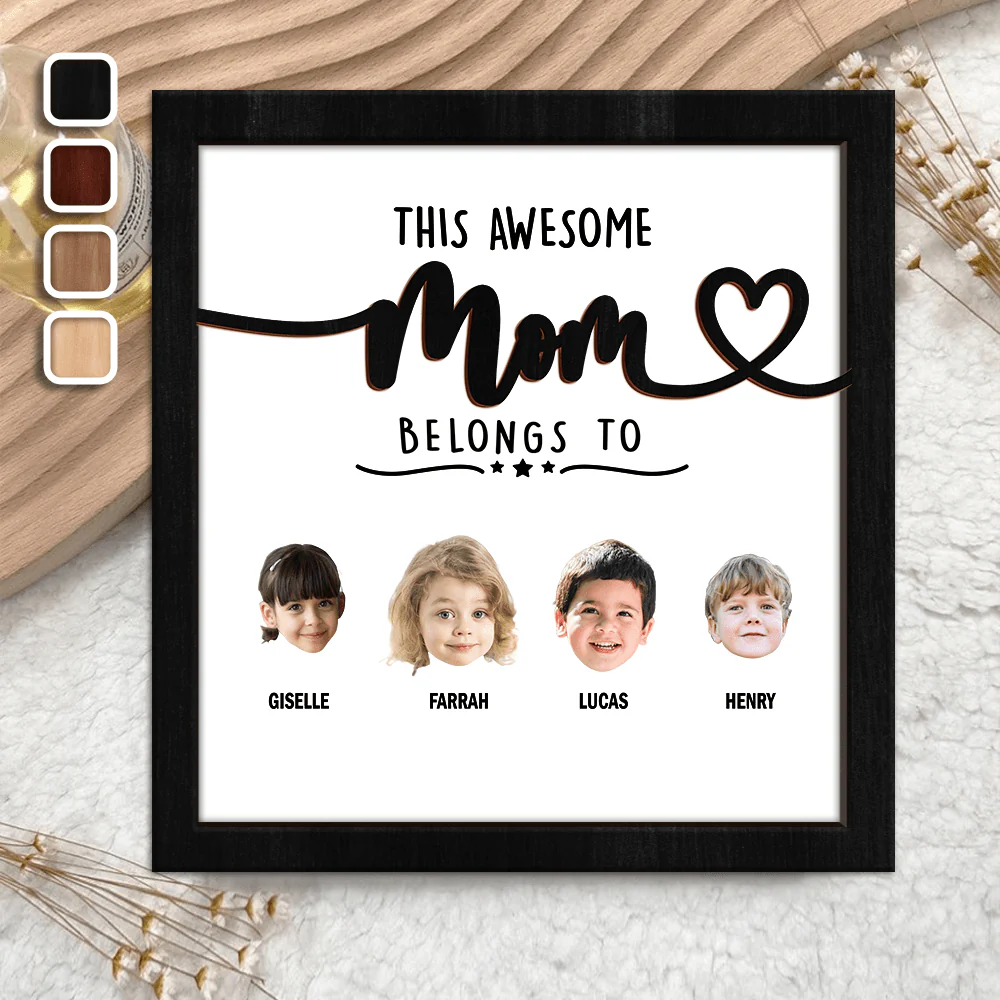 Custom Photo This Mom Belongs To Mother's Day Square Wooden Plaque With Stand TA29 890791 - Image 2
