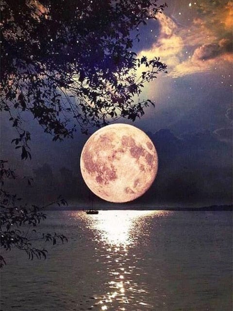 New DIY 5D Diamond Moon Tree Full Round Painting - Image 23