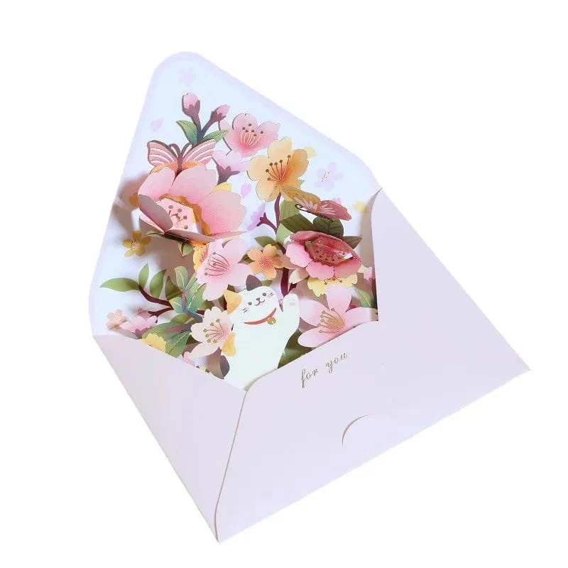 New Romantic Flower 3D Pop-up Greeting Cards - Image 5