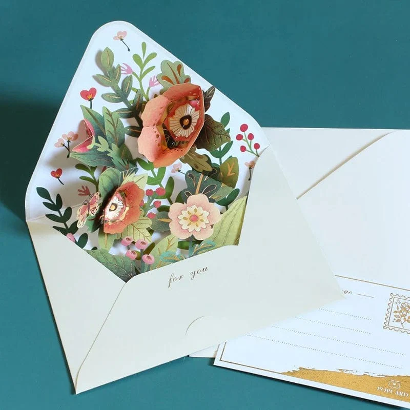 New Romantic Flower 3D Pop-up Greeting Cards - Image 6