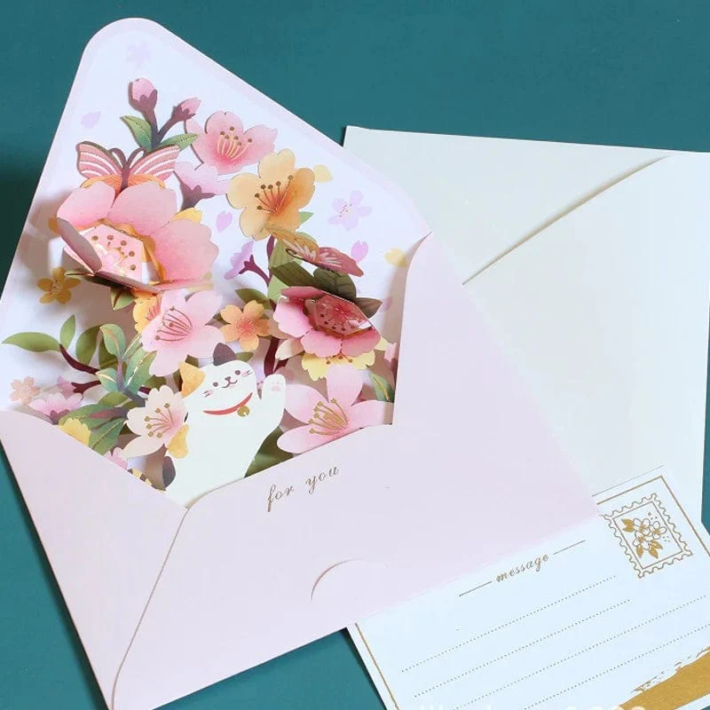 New Romantic Flower 3D Pop-up Greeting Cards - Image 8