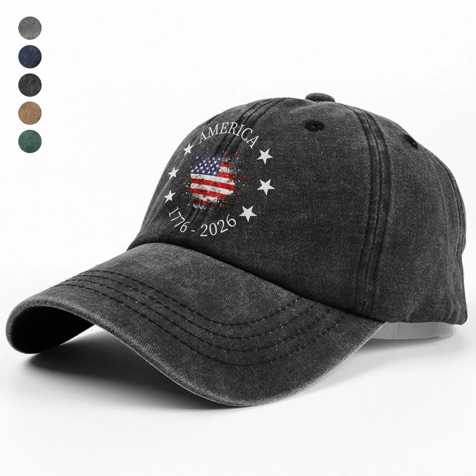 America 1776-2026 250 Years Anniversary Vintage Washed Denim Baseball Cap LM32 899465 - Image 3