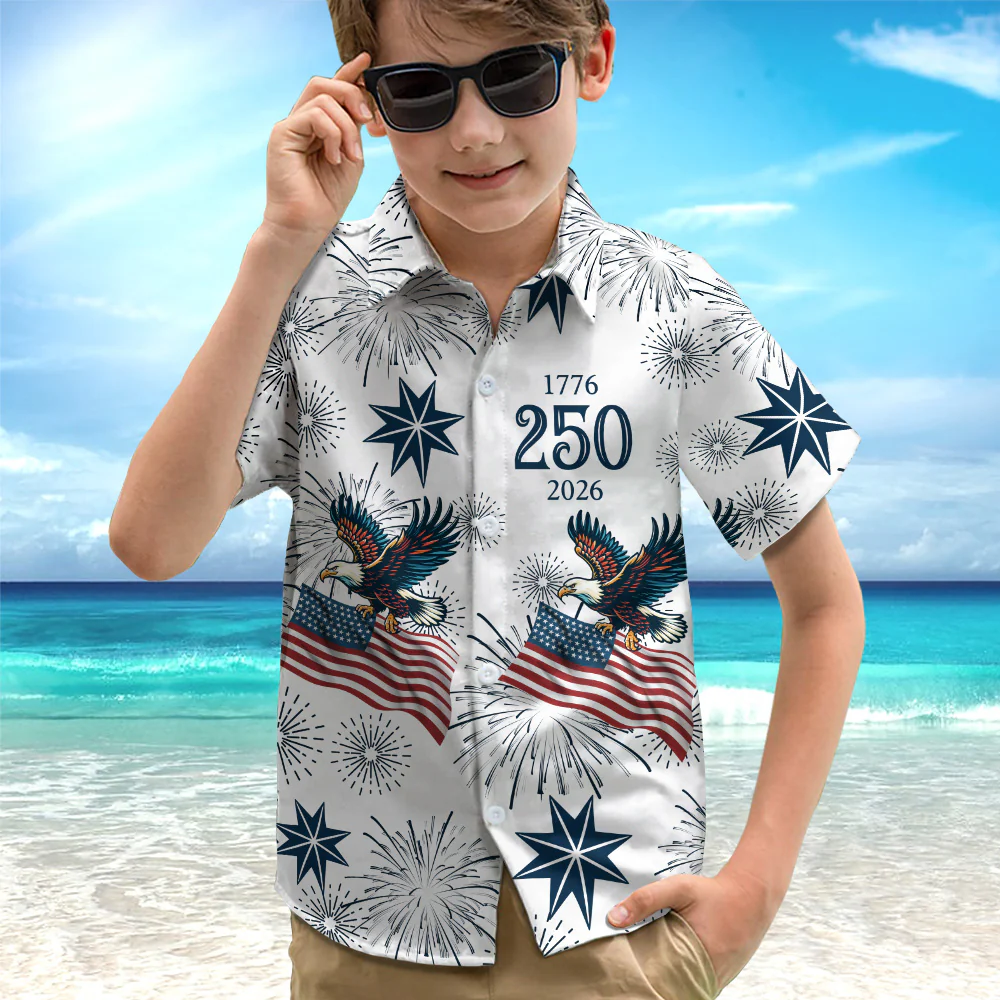 250 Years Anniversary 1776–2026 Eagle Kid Hawaii Shirt TH10 169401