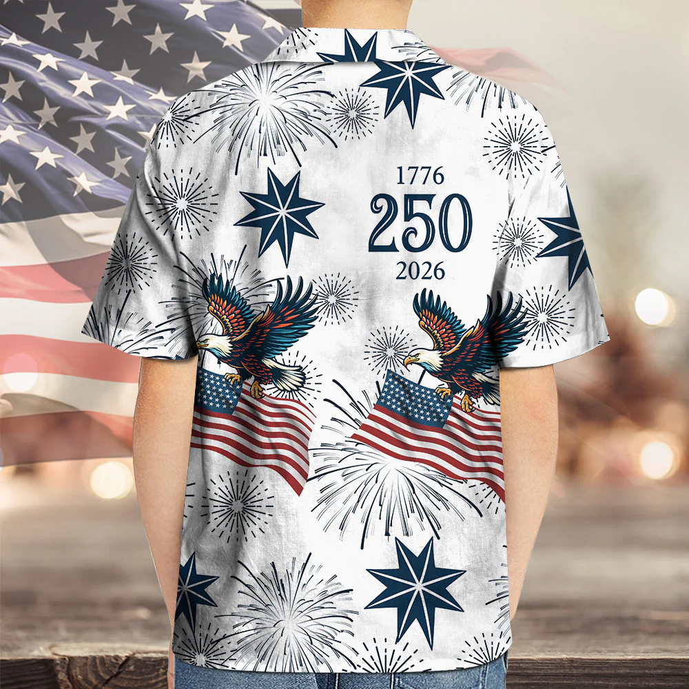250 Years Anniversary 1776–2026 Eagle Kid Hawaii Shirt TH10 169401 - Image 3