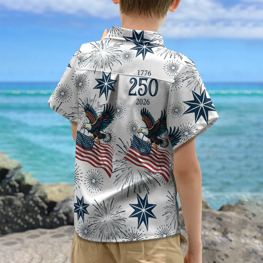 250 Years Anniversary 1776–2026 Eagle Kid Hawaii Shirt TH10 169401 - Image 4