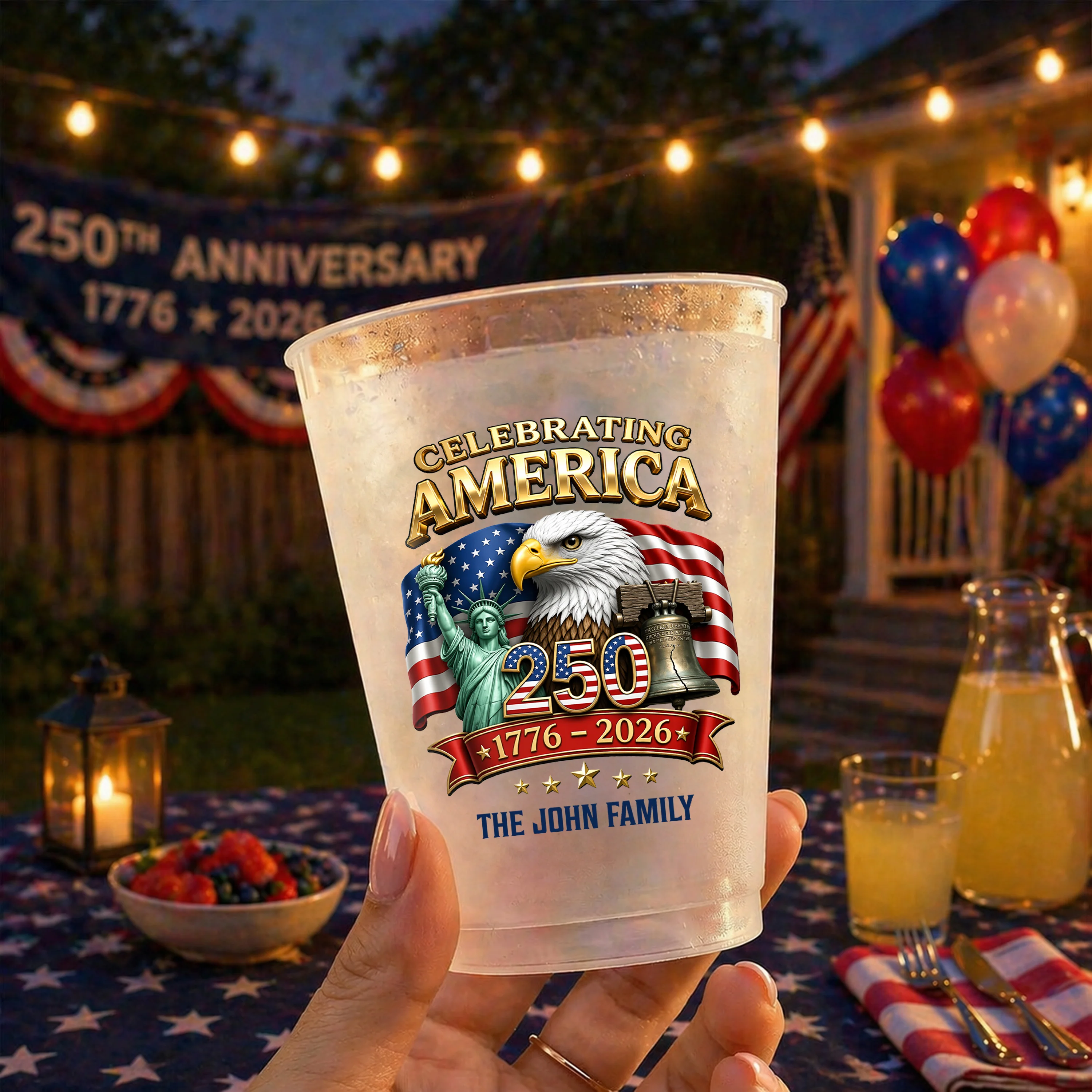 Custom Family Name Celebrating US 250 1776-2026 Patriotic Cups For Party HO82 902250 - Image 2