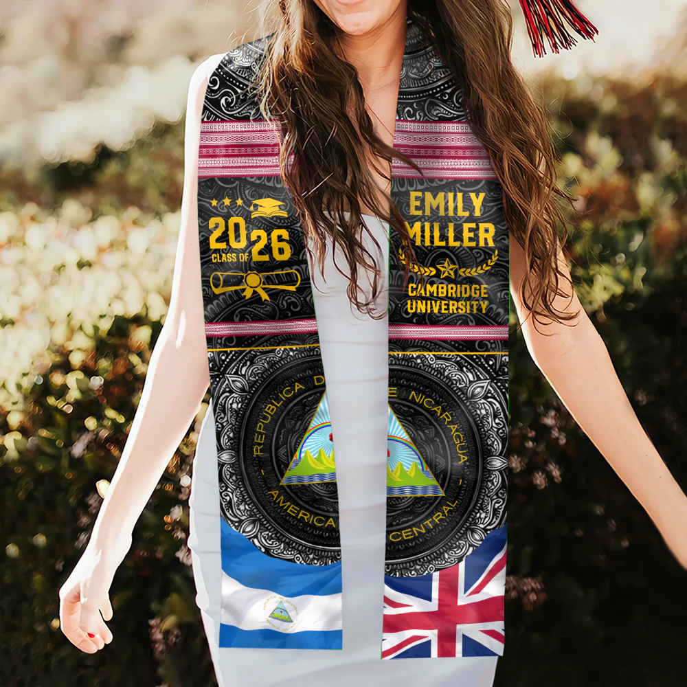 Custom Name Country Flag Class of 2026 Graduation Celebration Stole LM32 897689 - Image 6