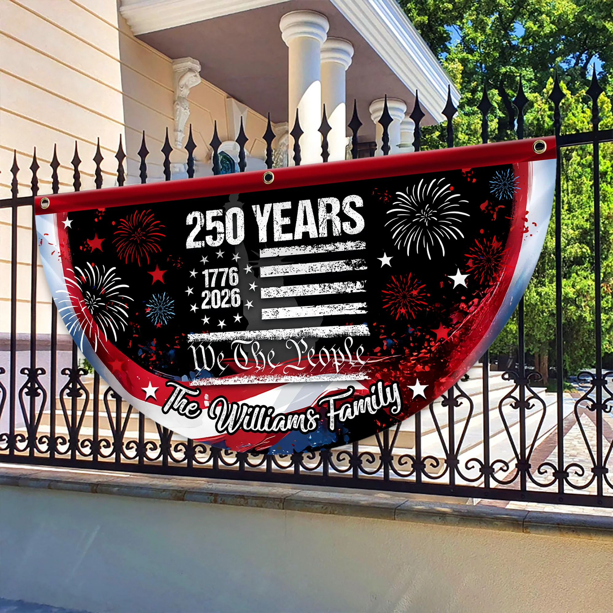 Custom 250 Years USA 250th Birthday 1776-2026 Eagle Non-Pleated Fan Flag HA75 920288 - Image 5