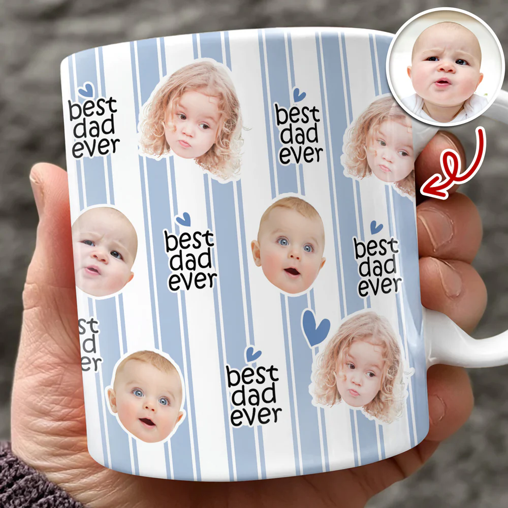 Custom Baby Face Best Dad, Mom Ever Print Full Mug - Personalized Gift for Parents LM32 899783 - Image 2
