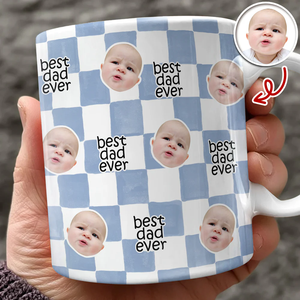 Custom Baby Face Best Dad, Mom Ever Print Full Mug - Personalized Gift for Parents LM32 899783 - Image 4