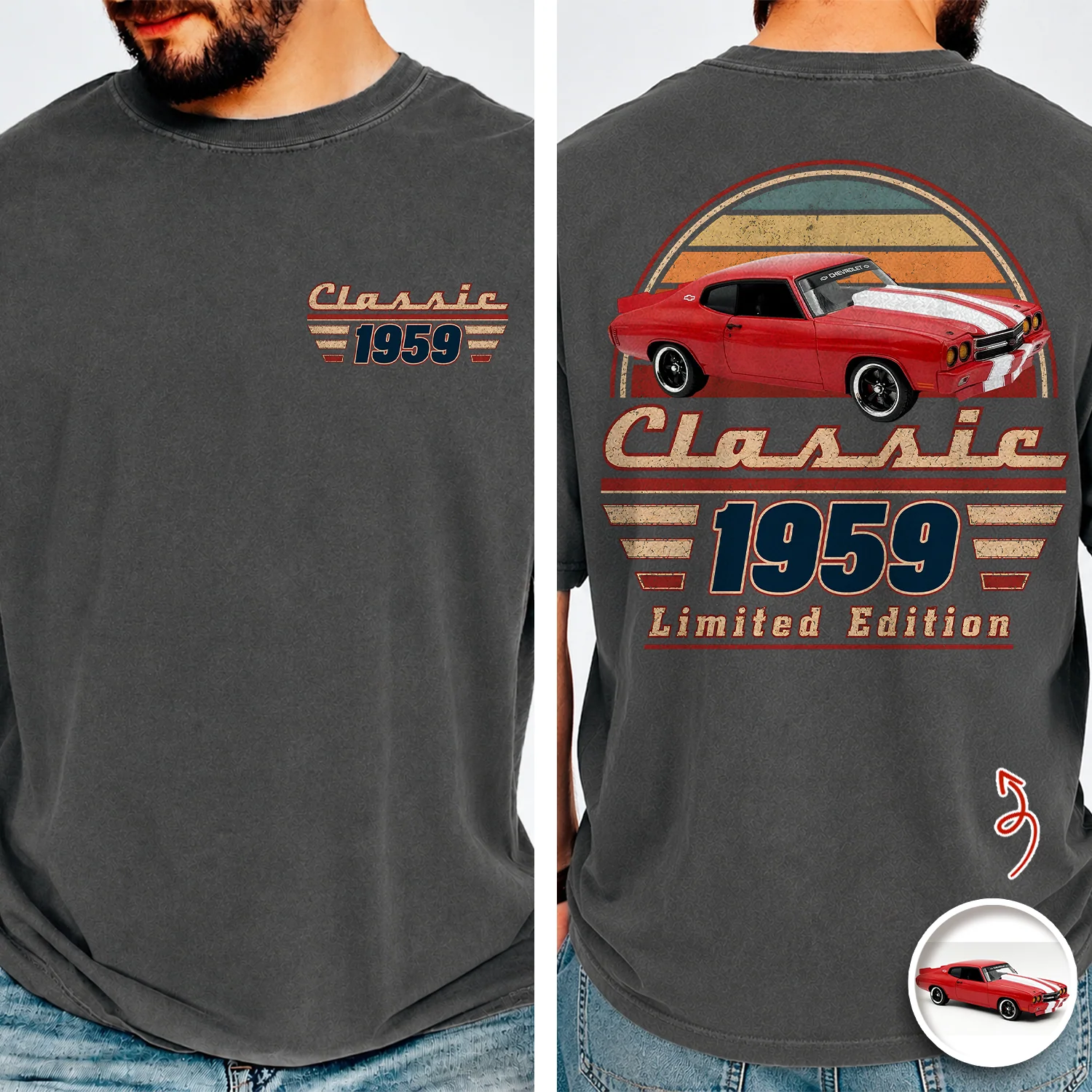 Custom Car Photo Classic Limited Edition Front & Back Comfort Shirt – Personalized Birthday Gift For Dad, Grandpa & Family HO82 902938 - Image 2