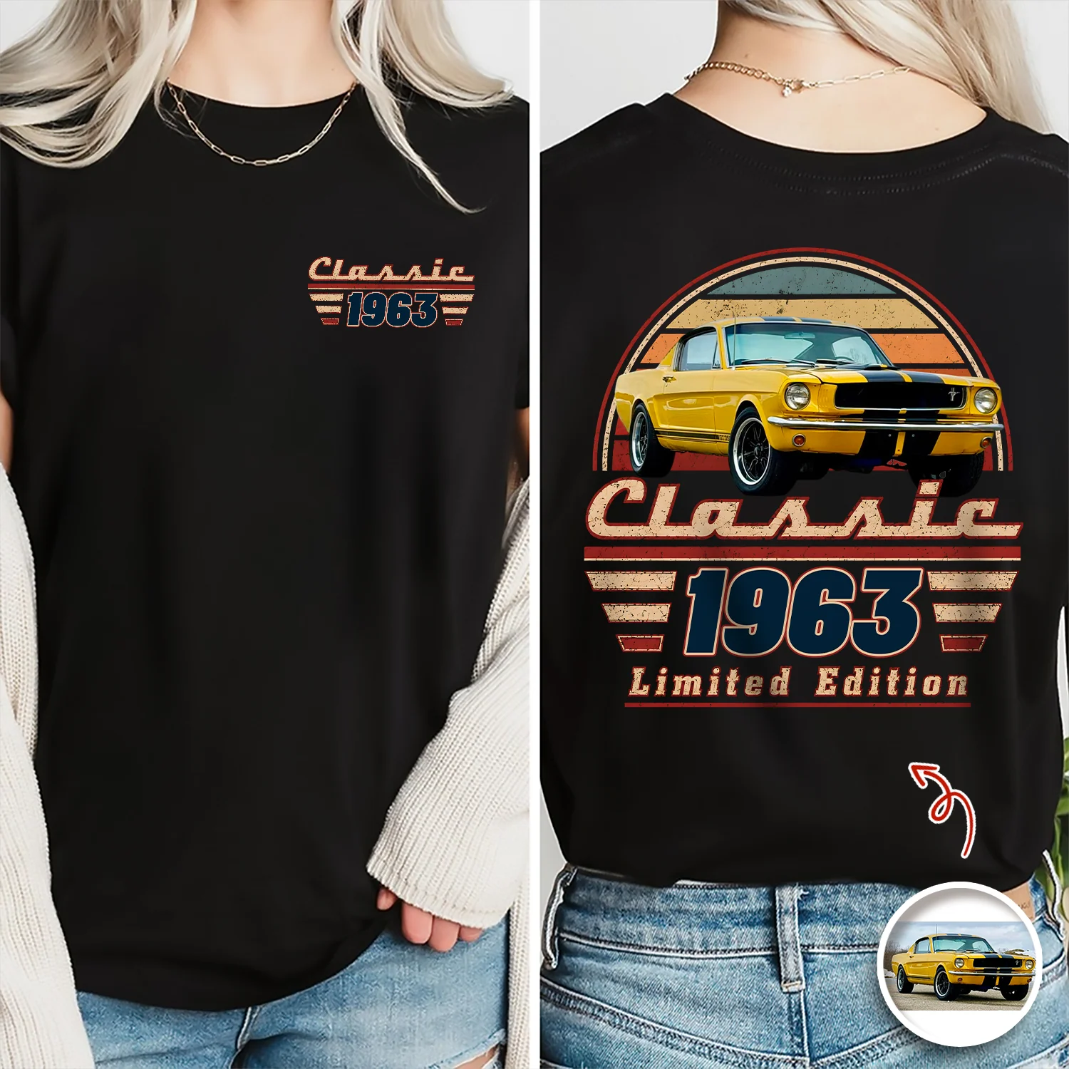 Custom Car Photo Classic Limited Edition Front & Back Dark Shirt – Personalized Birthday Gift For Dad, Grandpa & Family HO82 902940 - Image 3