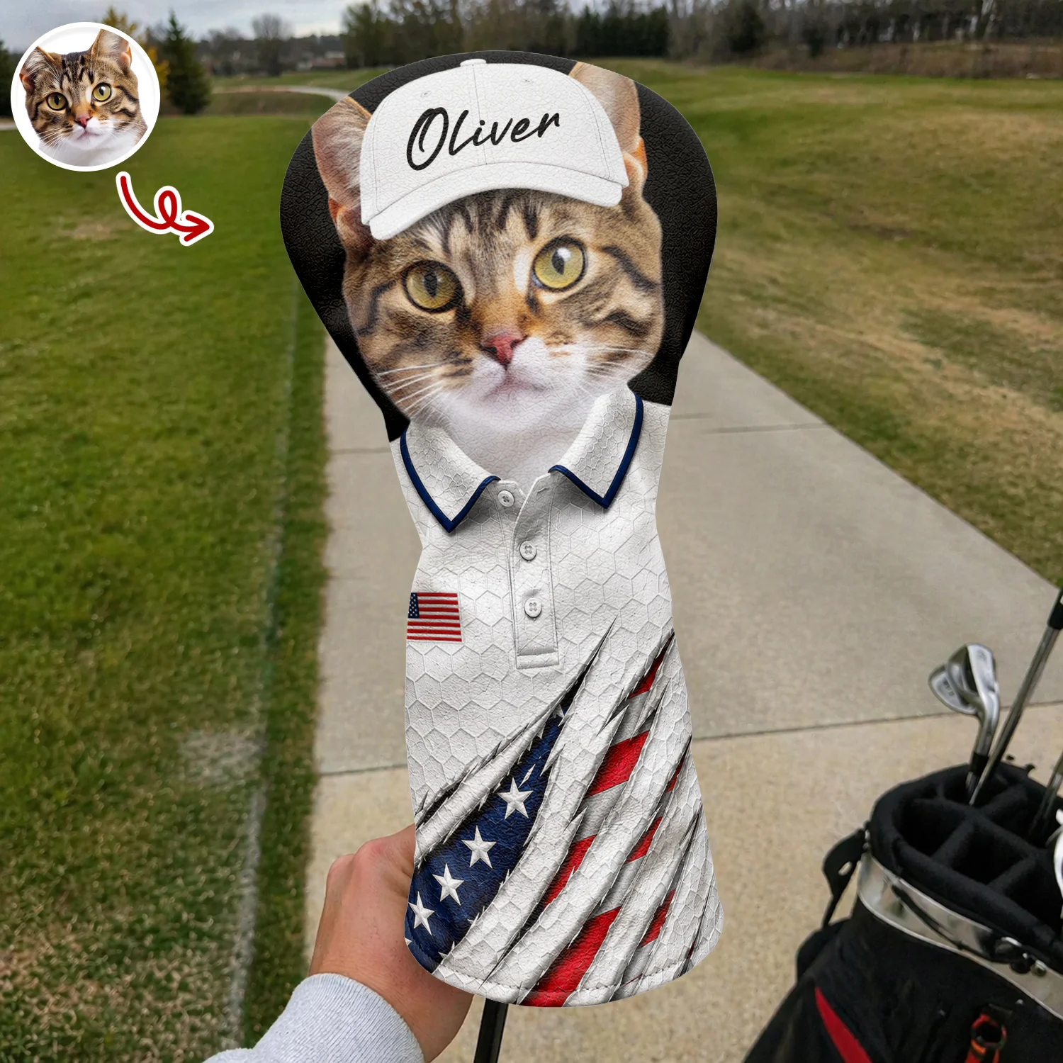 Custom Dog Cat Photo Golf Ball Pattern With America Flag Golf Head Cover HO82 902376 - Image 5