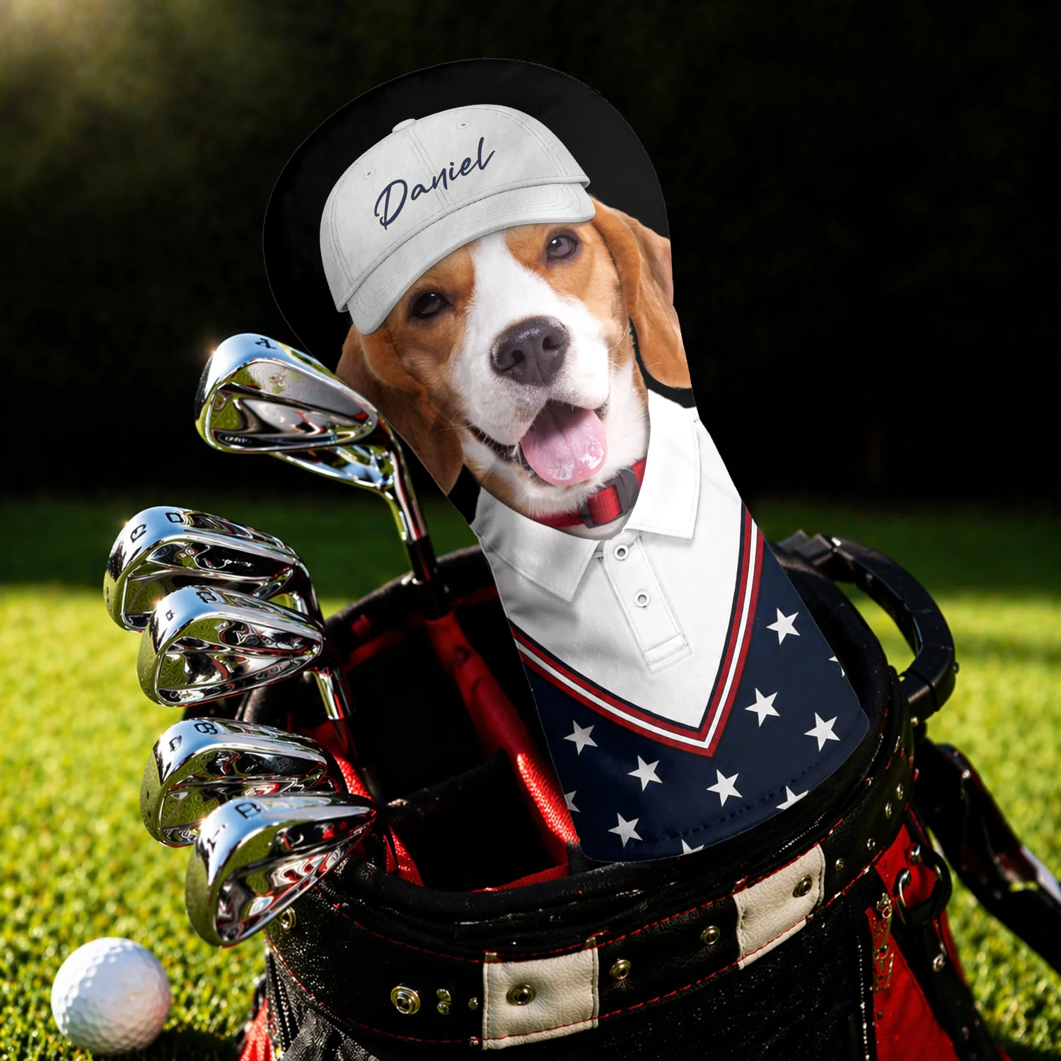 Custom Dog Cat Photo Golf Ball Pattern With America Flag Golf Head Cover HO82 902392 - Image 3